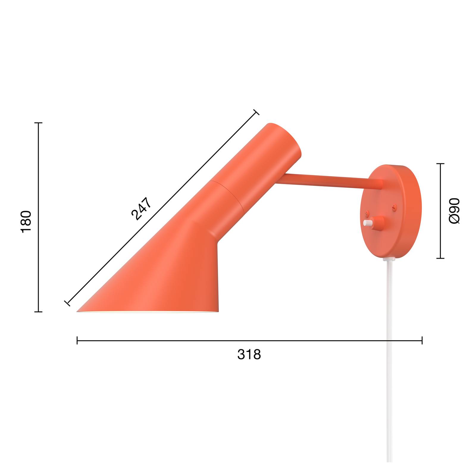 E-shop Dizajnové nástenné svietidlo Louis Poulsen AJ oranžové