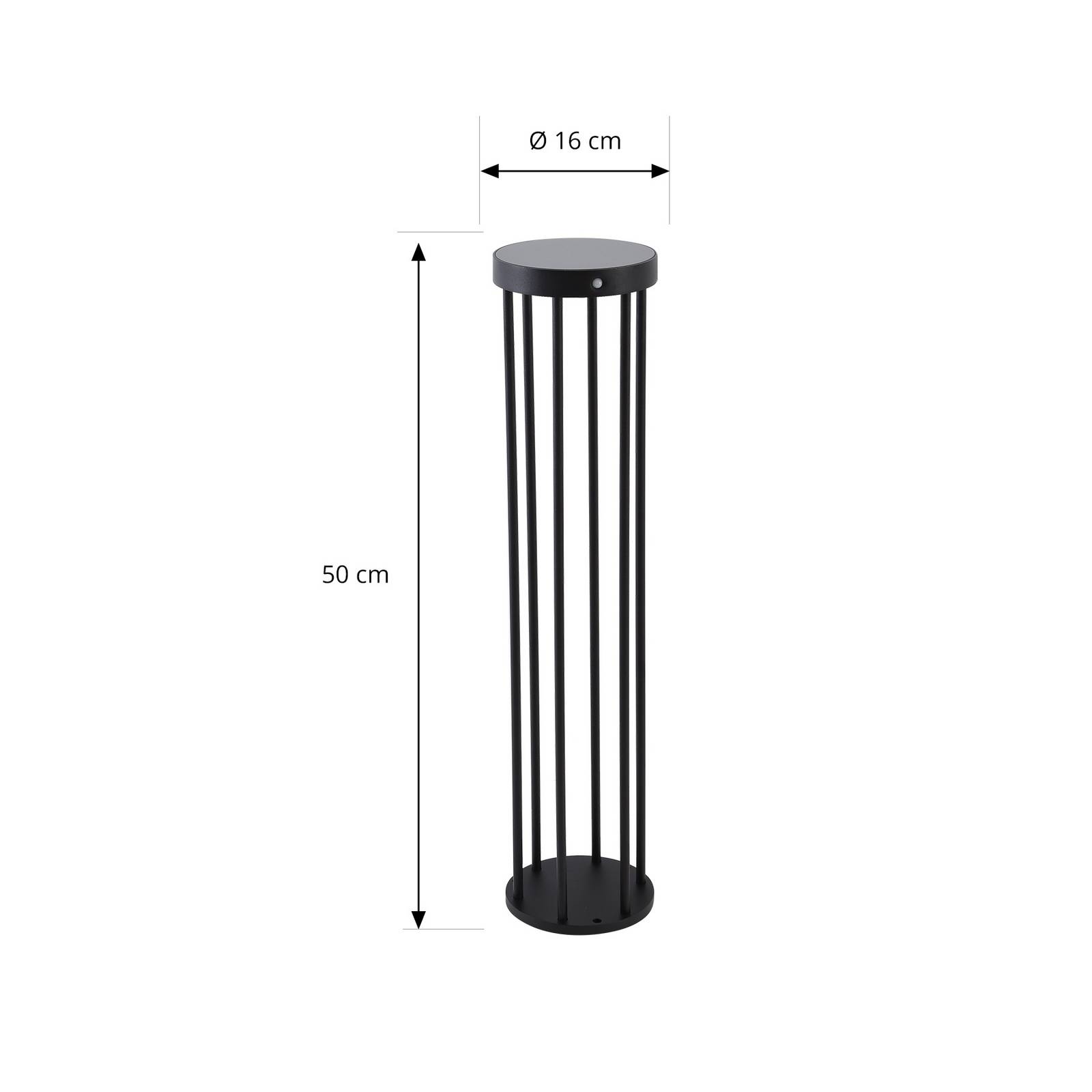 Słupek ogrodowy LED Lucande Evelis, czarny, aluminium, czujnik