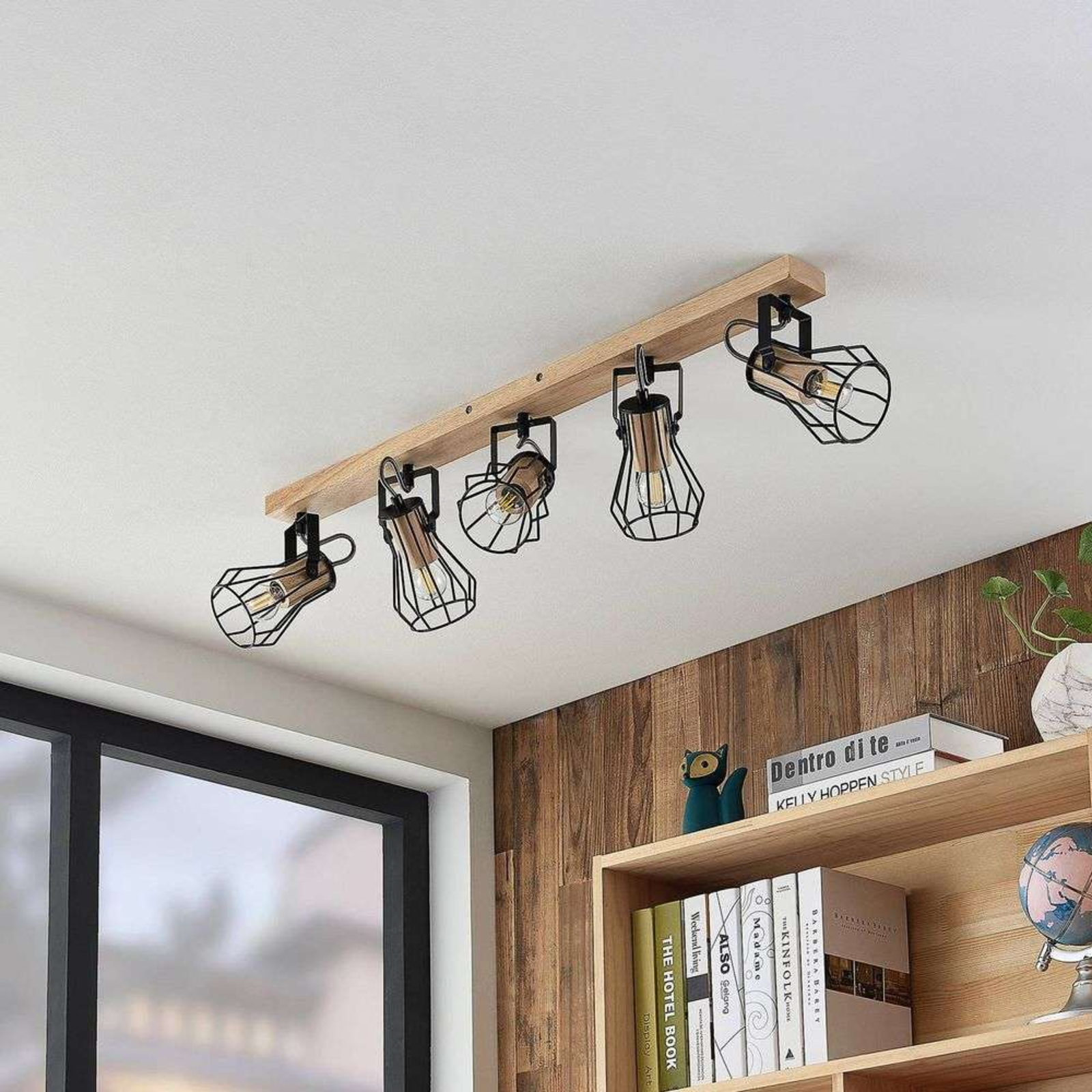 Courtney 5 Plafonieră Black/Wood - Lindby
