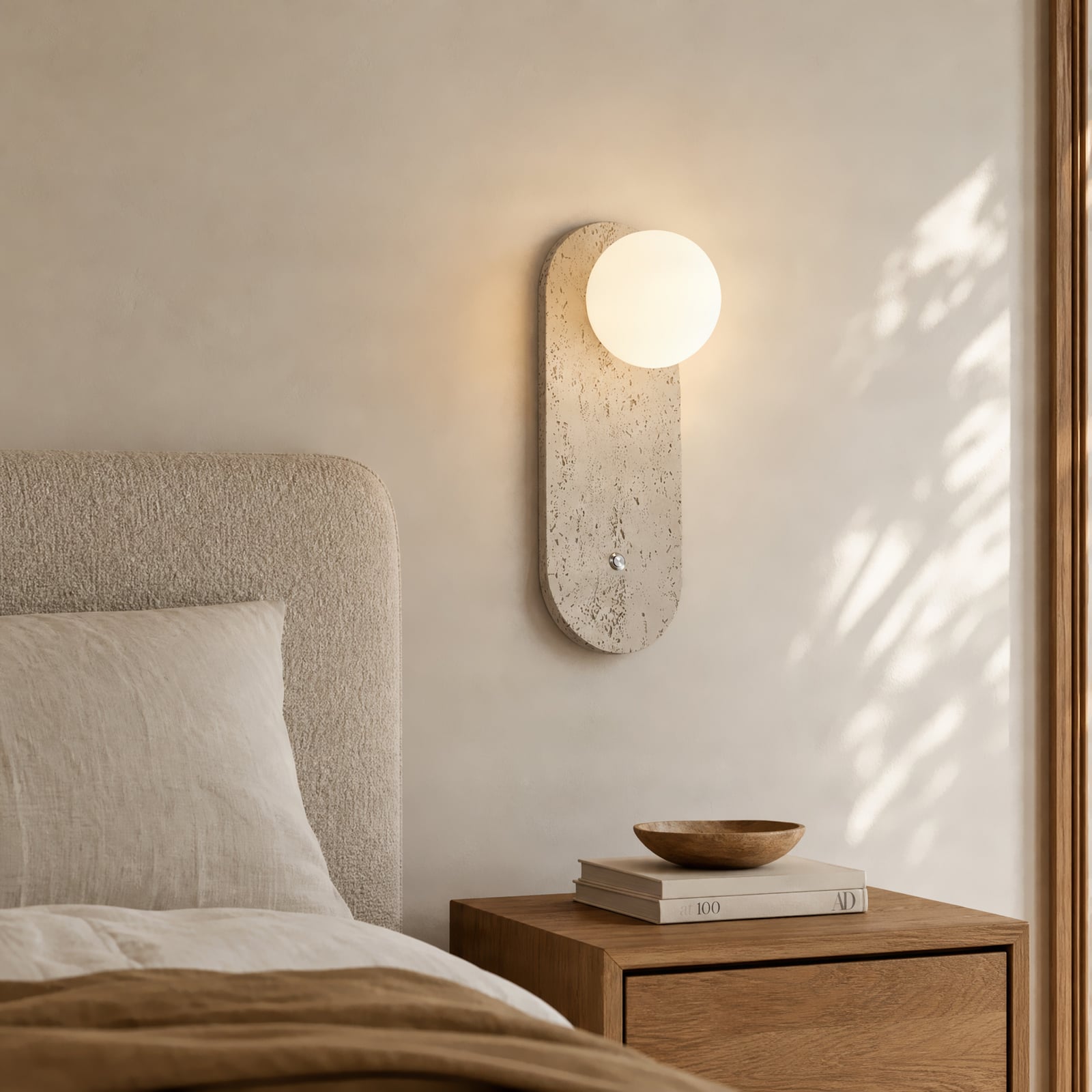 Lumille-seinävalaisin, lasi, korkeus 33 cm, beige/valkoinen – Lindby
