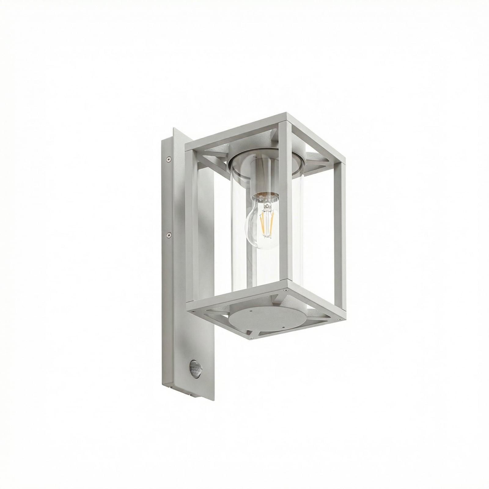 Ferda vanjska zidna svjetiljka, senzor, E27, IP44, siva, staklo - Lucande