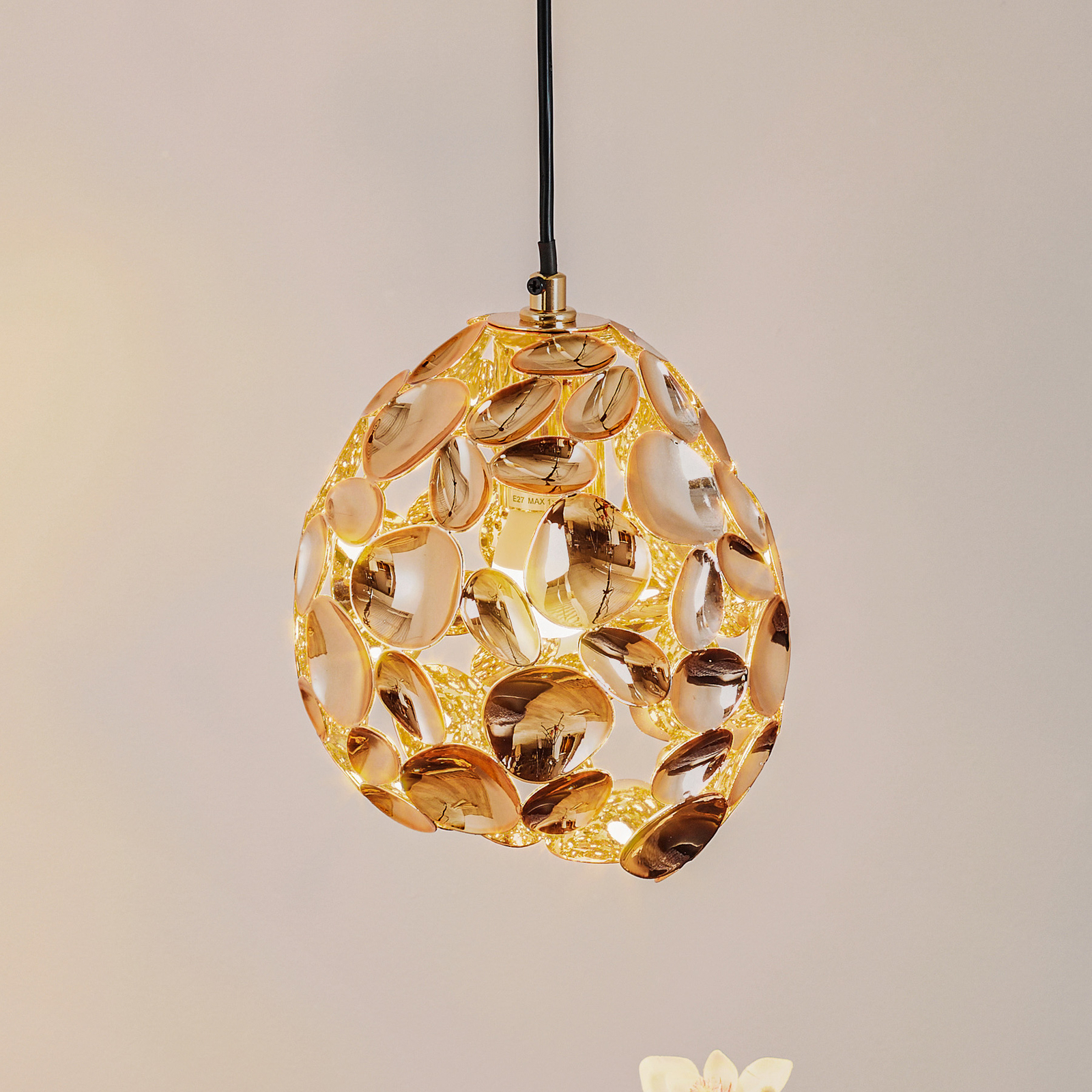 Narisa LED pendant light Ø 18 cm rose gold/brown