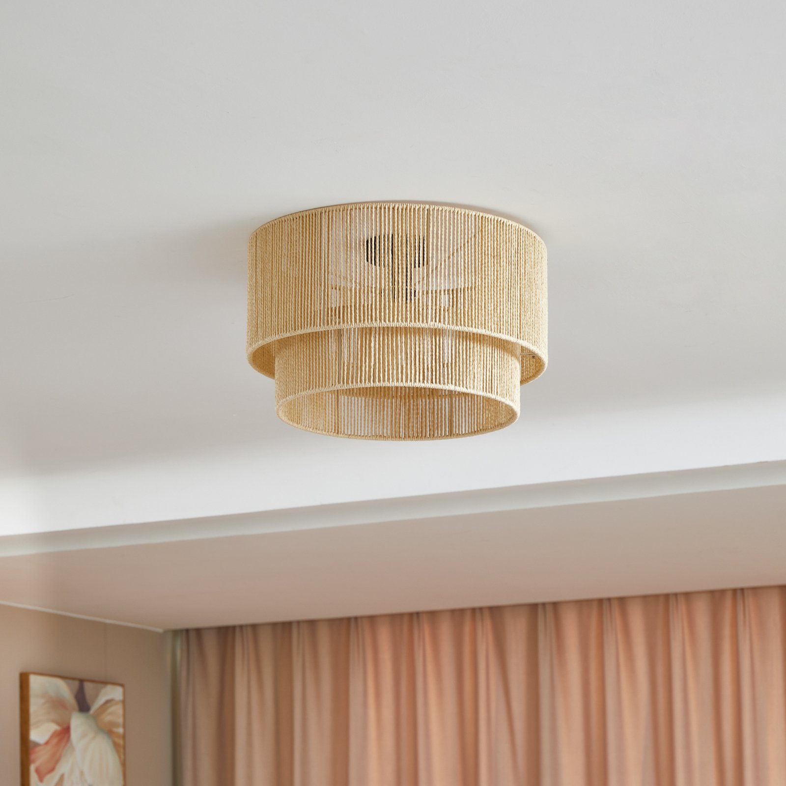 Lindby ceiling light Anuva, natural, paper, Ø 45 cm