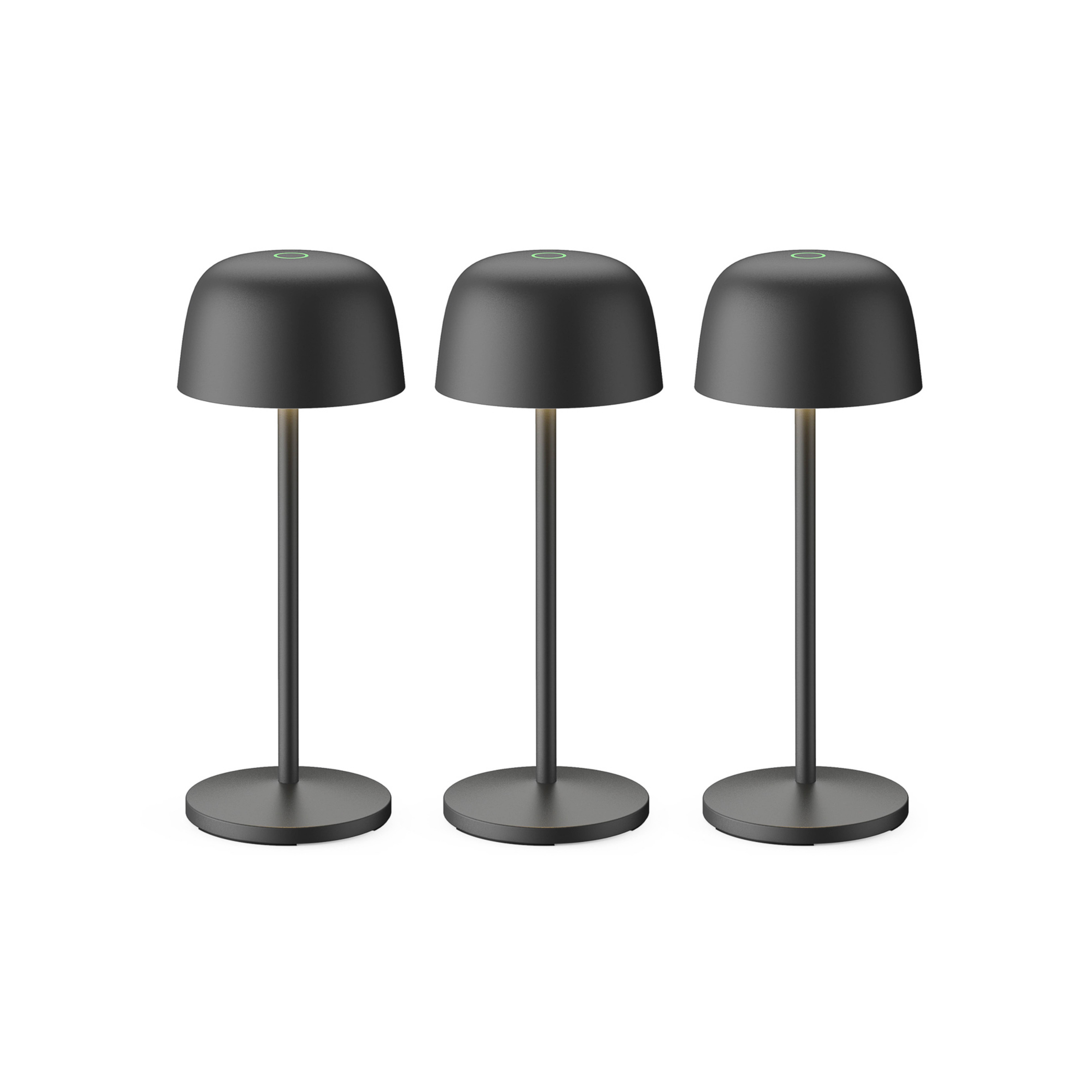 Lindby LED rechargeable table lamp Arietty, black, set of 3