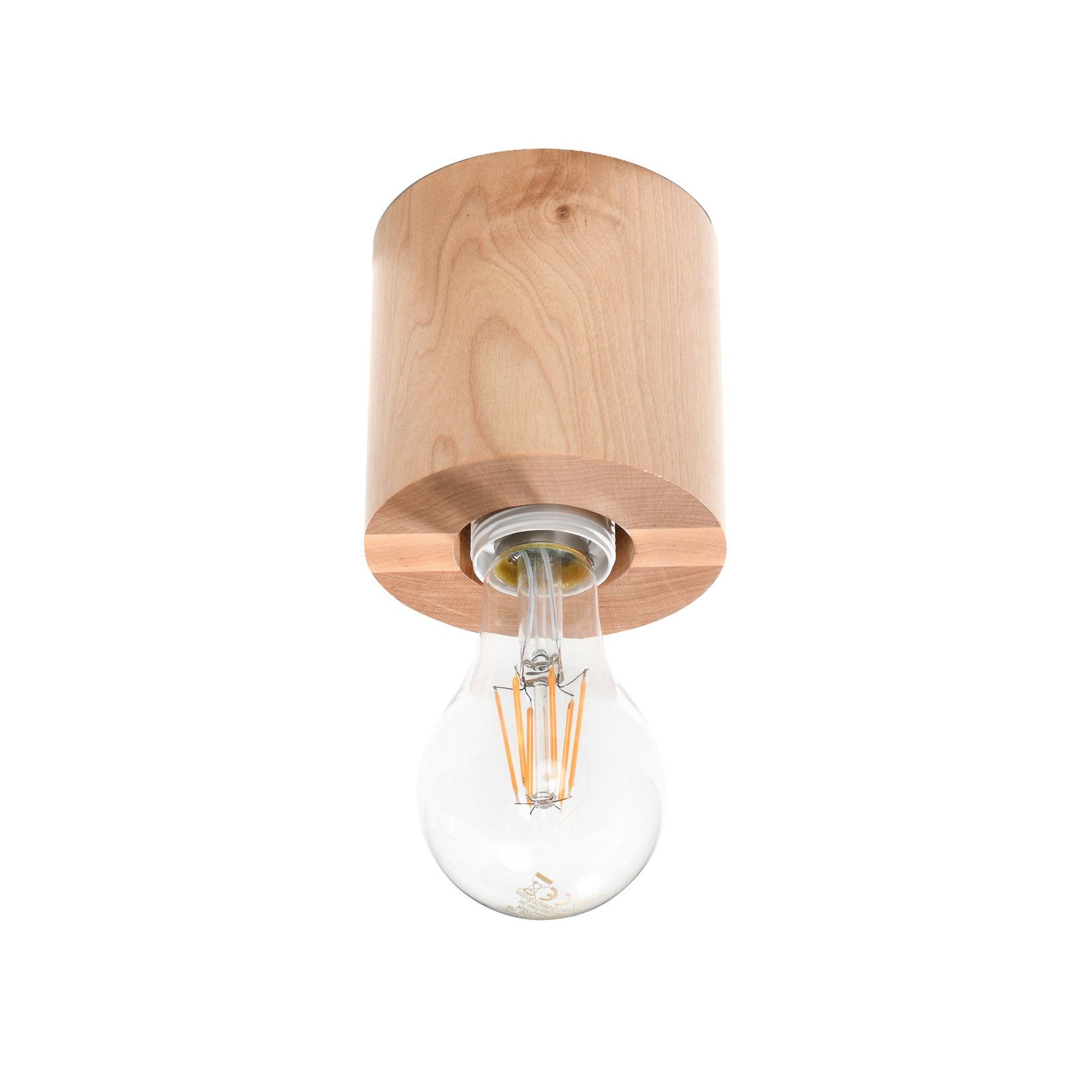 Envostar Peach Puff ceiling lamp, wooden cylinder