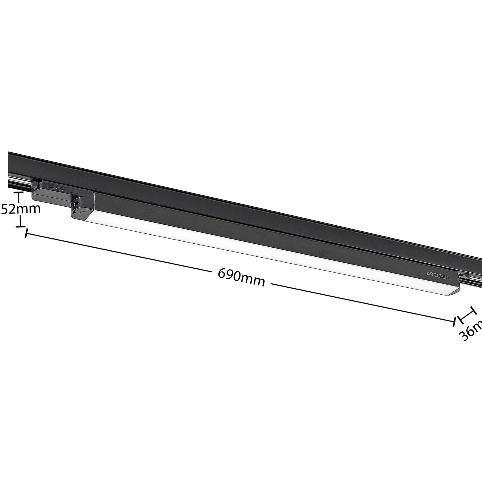 Arcchio Harlow -LED-valaisin, musta 69 cm 3 000 K