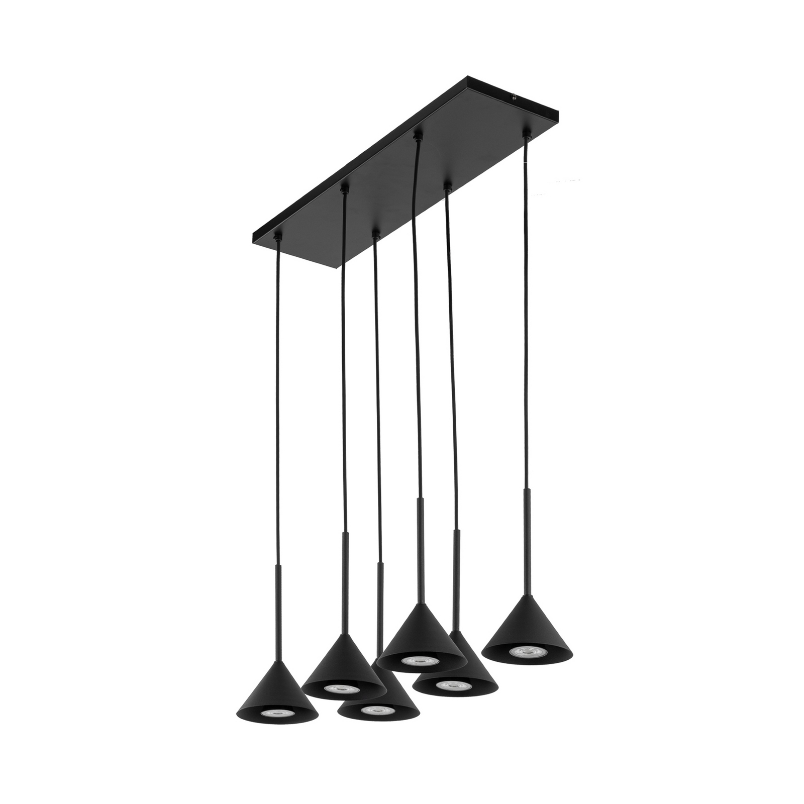 Závěsné světlo Cono Mini, 6 žárovek, černé, E27