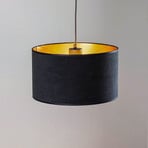 Hanglamp Jari stoffen kap 1-lamp, zwart-goud