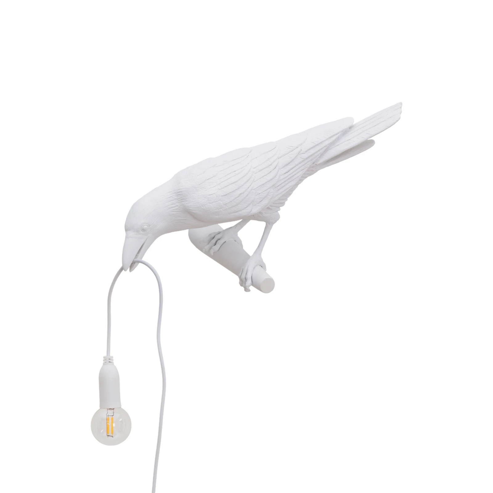 SELETTI Bird Lamp LED-Wandlampe, Blick links, weiß