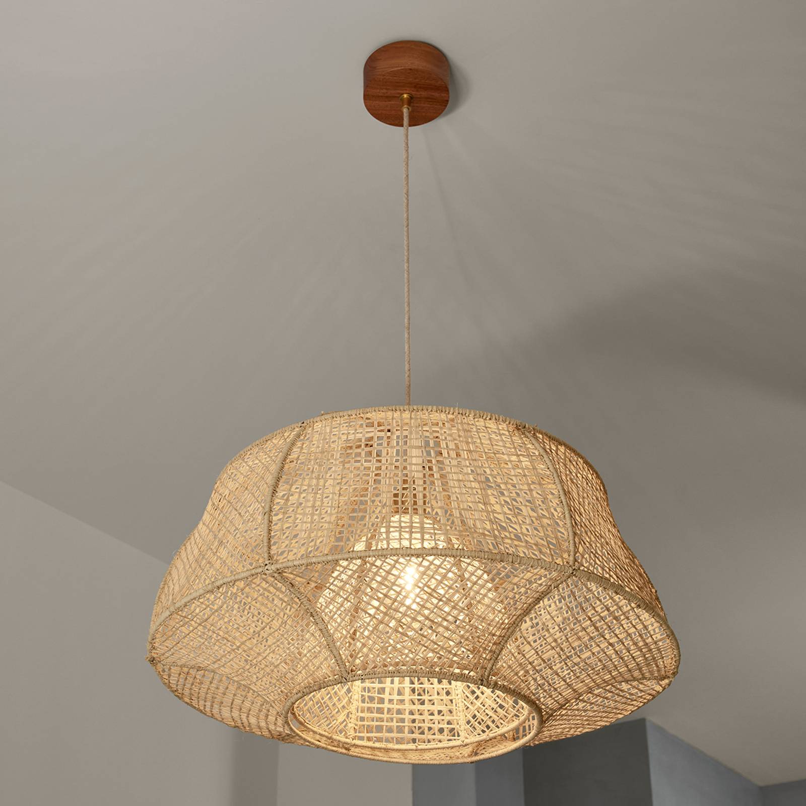 Image of MARKET SET Lampada a sospensione Odyssée, fibra di palma, Ø 78cm