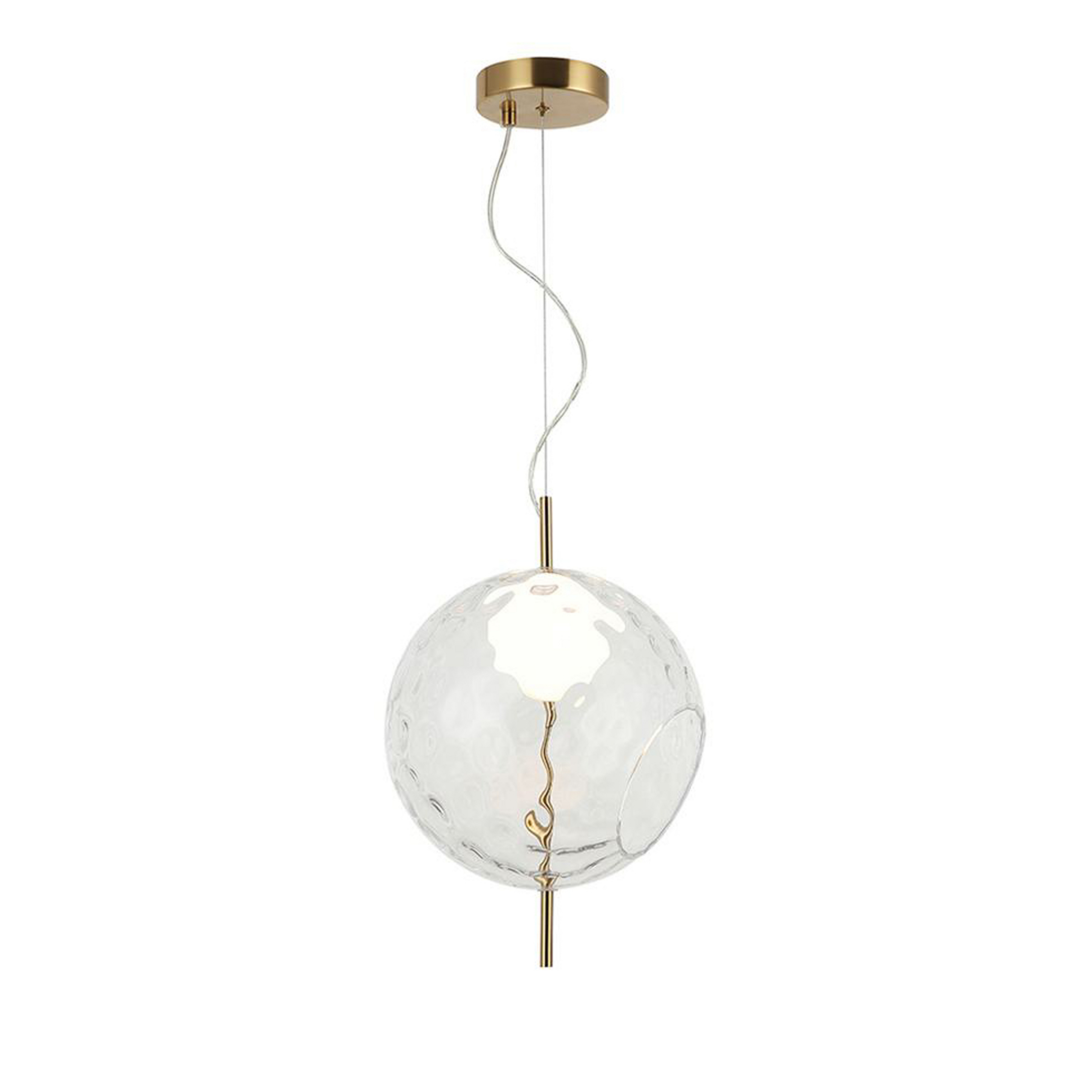 LED hanging light Dalia, clear/gold, Ø 30 cm, glass