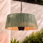 Lucande Pyravo suspended patio heater, green, aluminium, Ø 60 cm