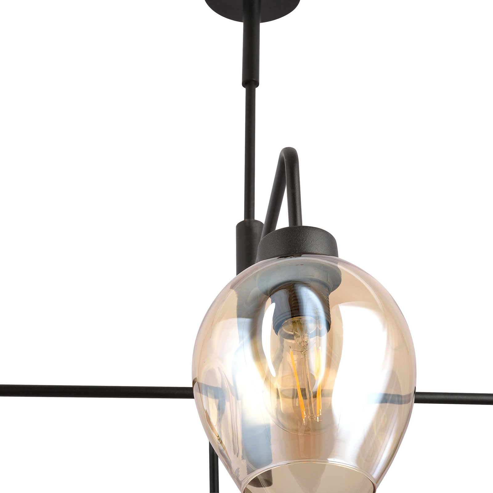 Lukka pendant light, four-bulb, black/amber
