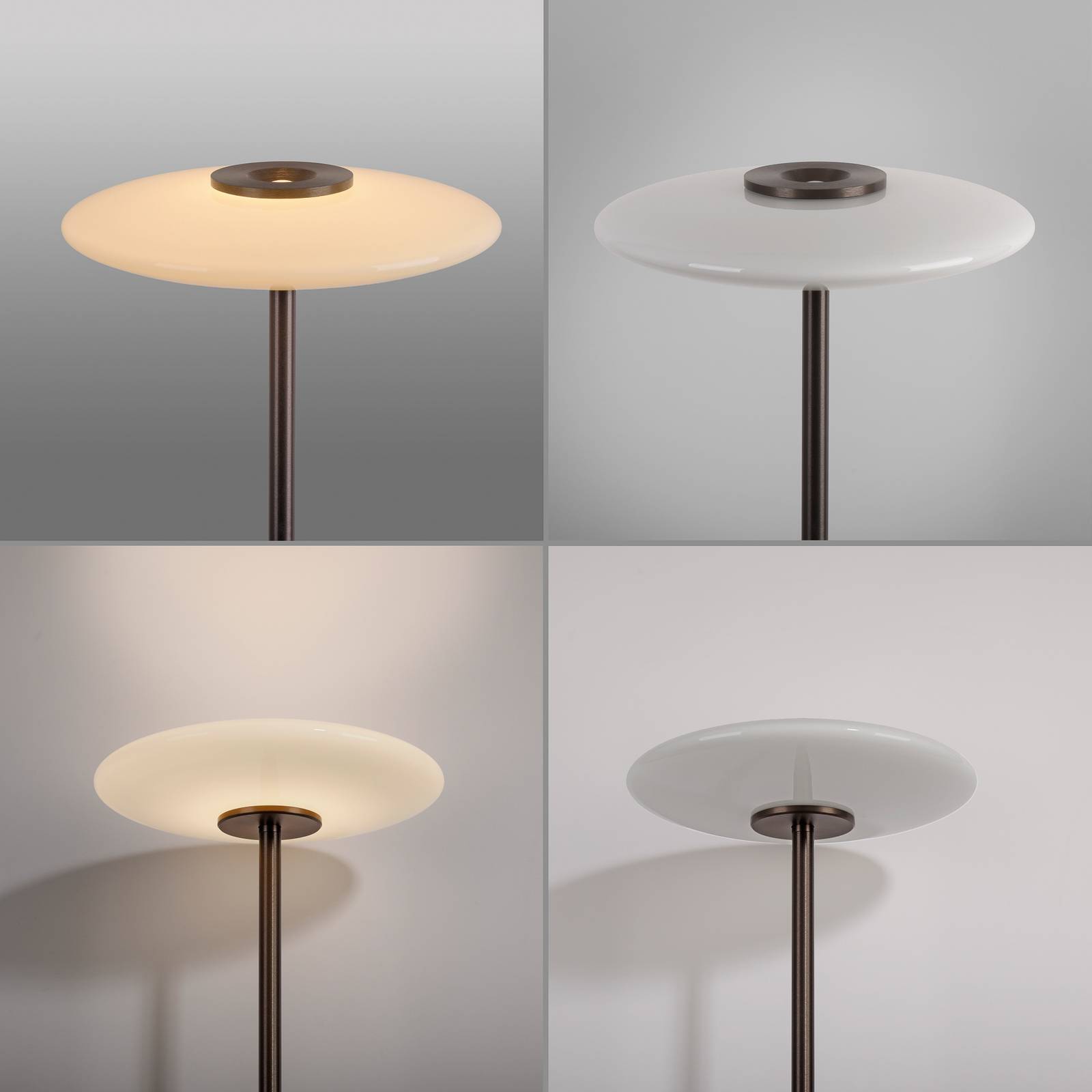 PURE lampa stojąca LED Vitrum brązowa aluminium/szkło ściemniacz dotykowy