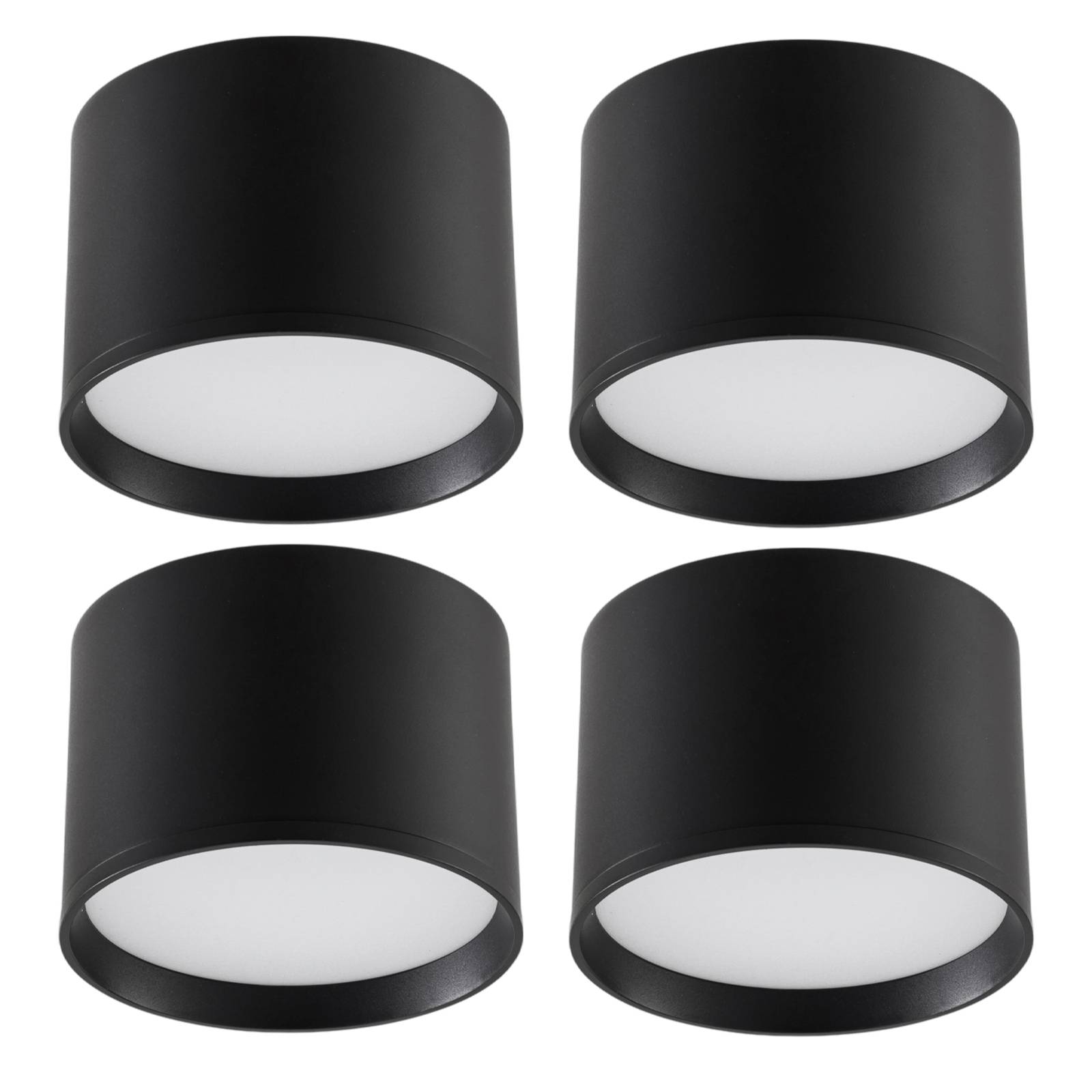 Lindby spot LED Nivoria Ø 12 cm noir set de 4 pièces