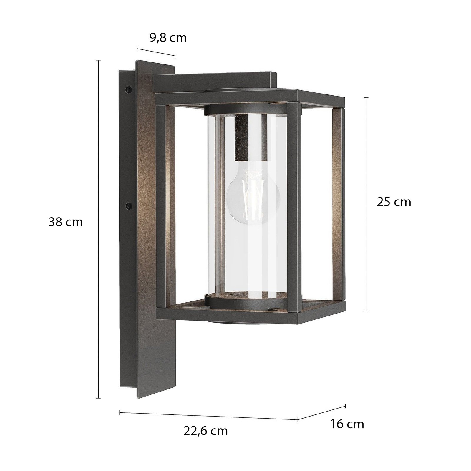 Ferda Down Buiten Wandlamp IP44 Graphite - Lucande