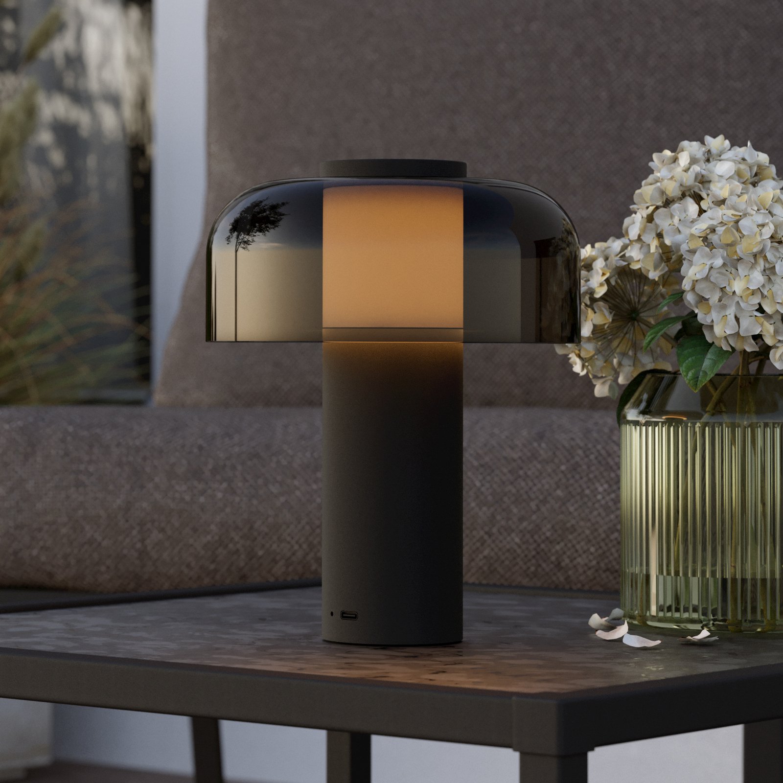 LED uzlādējama galda lampa Ponente, Ø 16 cm, melna, CCT, aptumšojama LED uzlādējama galda lampa Ponente, Ø 16 cm, melna, CCT, aptumšojama