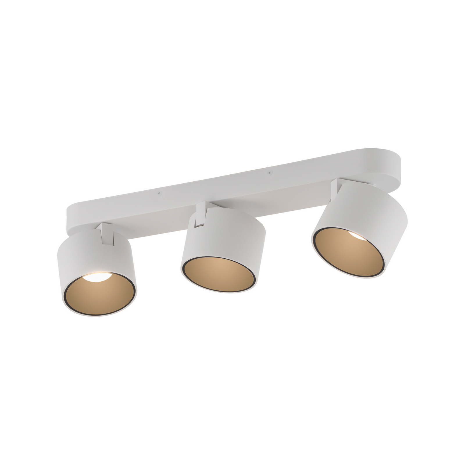 PURE LED тавански спот Cup, бял, дължина 56 cm, метал, 3-крилен.