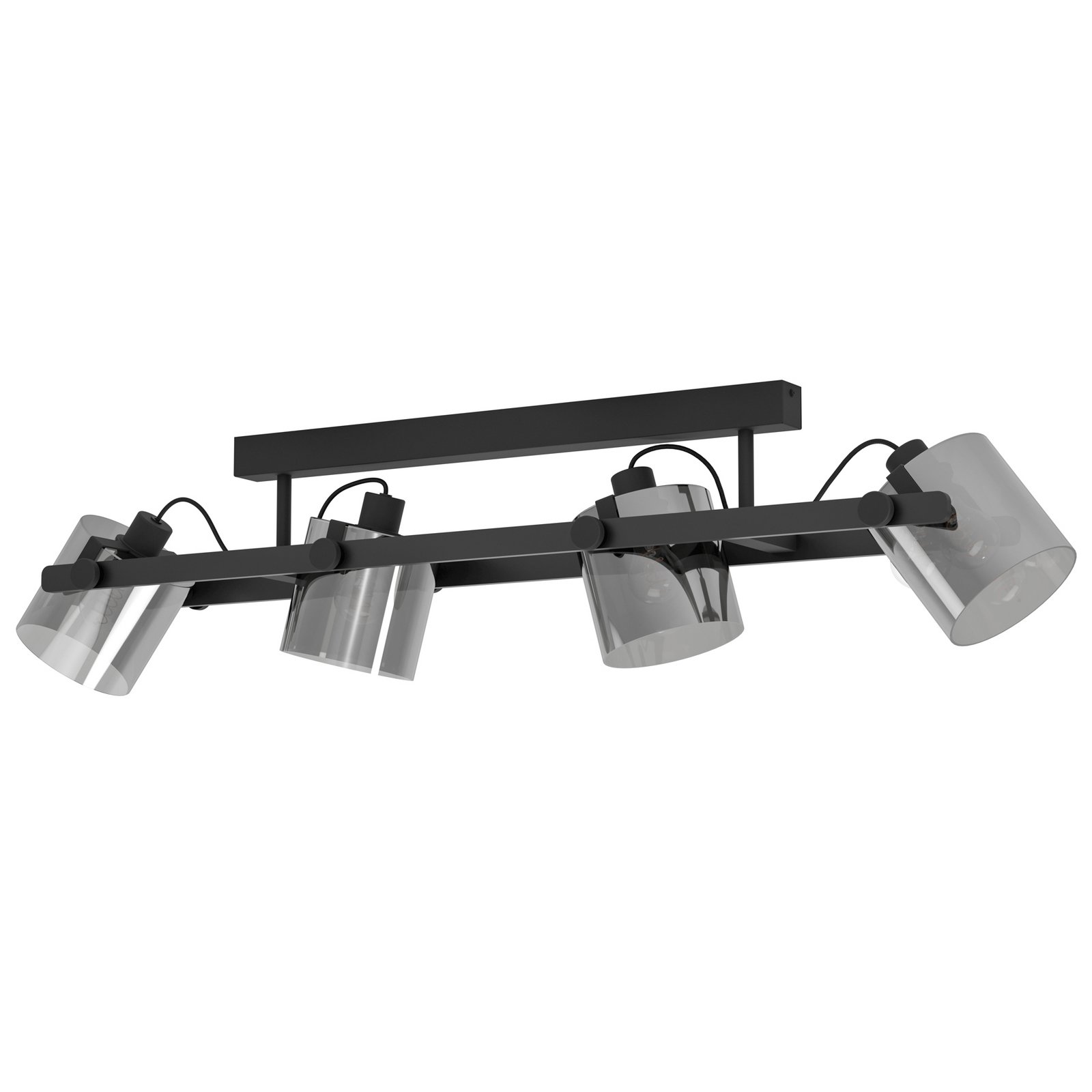 Plafonnier Hornwood 2, longueur 111 cm, noir, à 4 lampes