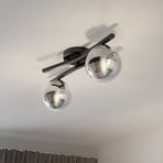 OPUS taklampe, lengde 60 cm, røykgrå/svart, 2 lyskilder.