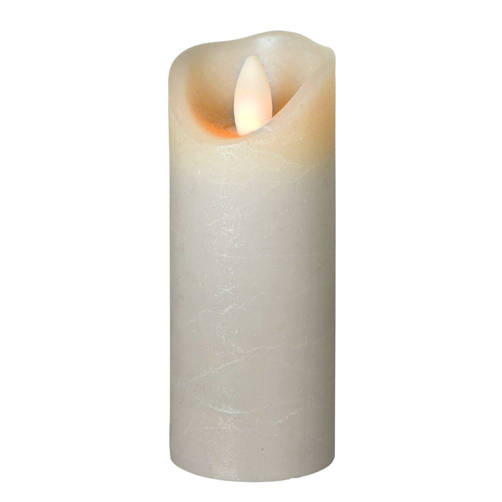Sompex Shine LED candle, Ø 5 cm, grey, height 15 cm, wax, 0.06 W, H: 15 cm