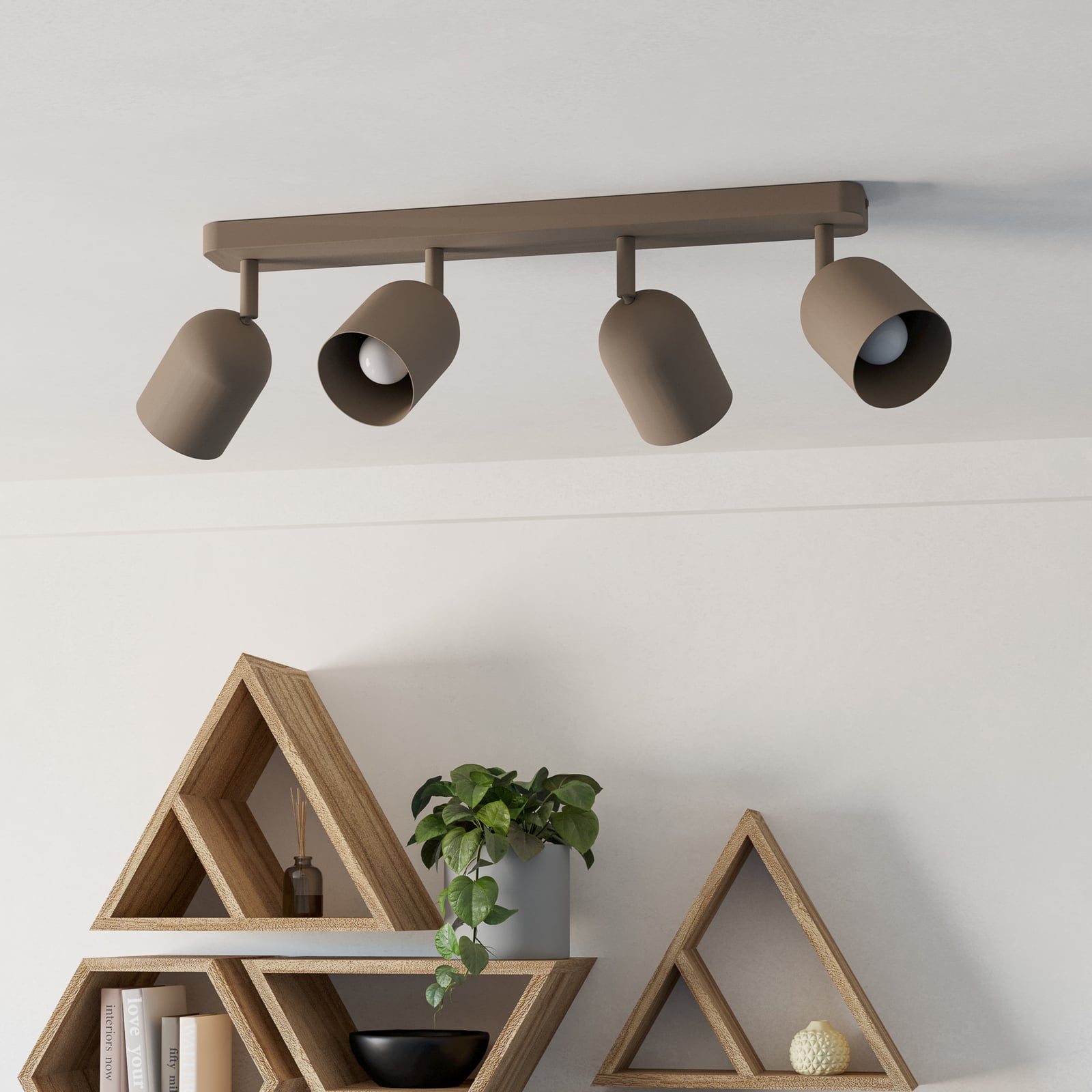 Deckenstrahler Tilston, beige, Länge 58 cm, 4-flammig, Stahl