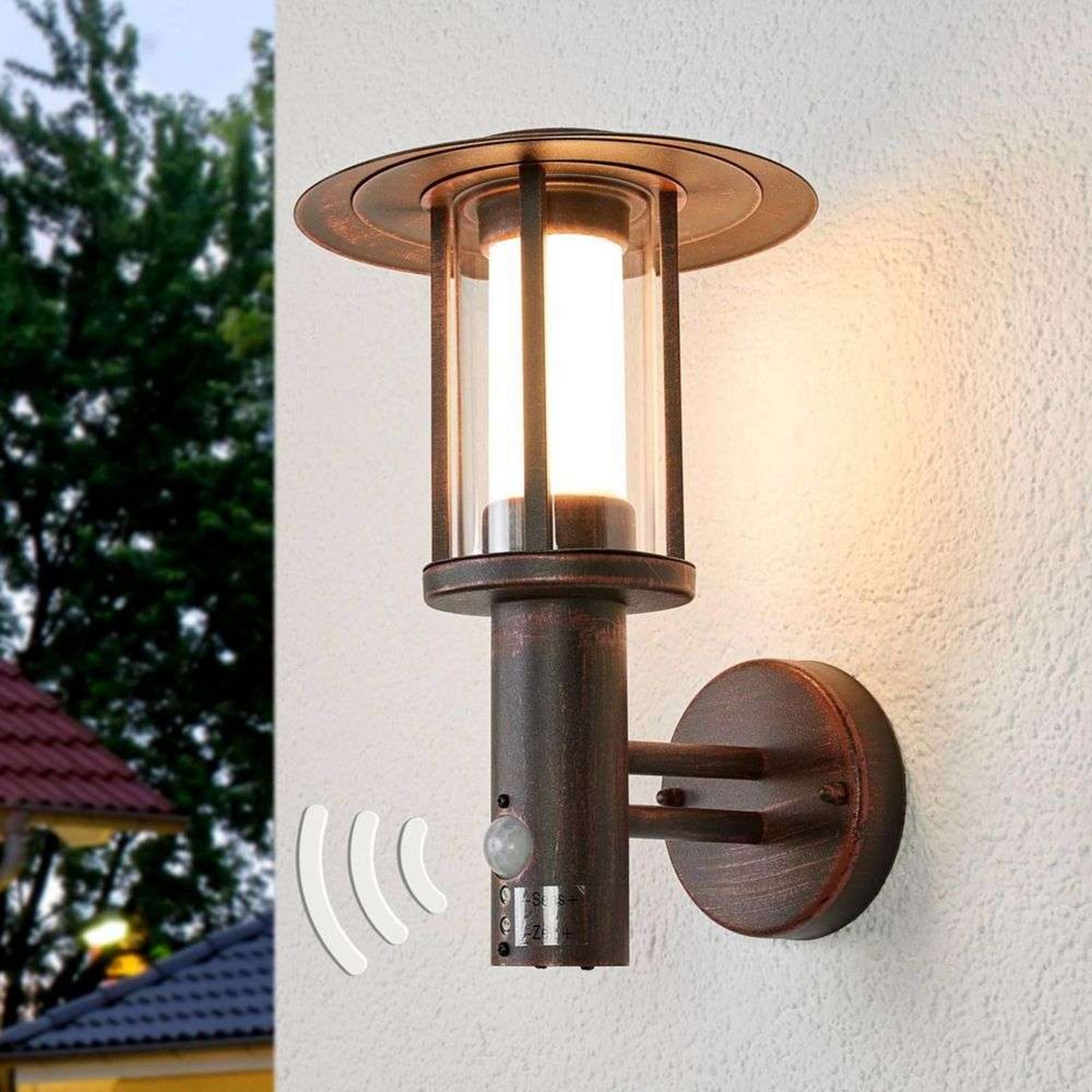 Pavlos LED Aplica de Exterior w/Sensor Rust - Lindby