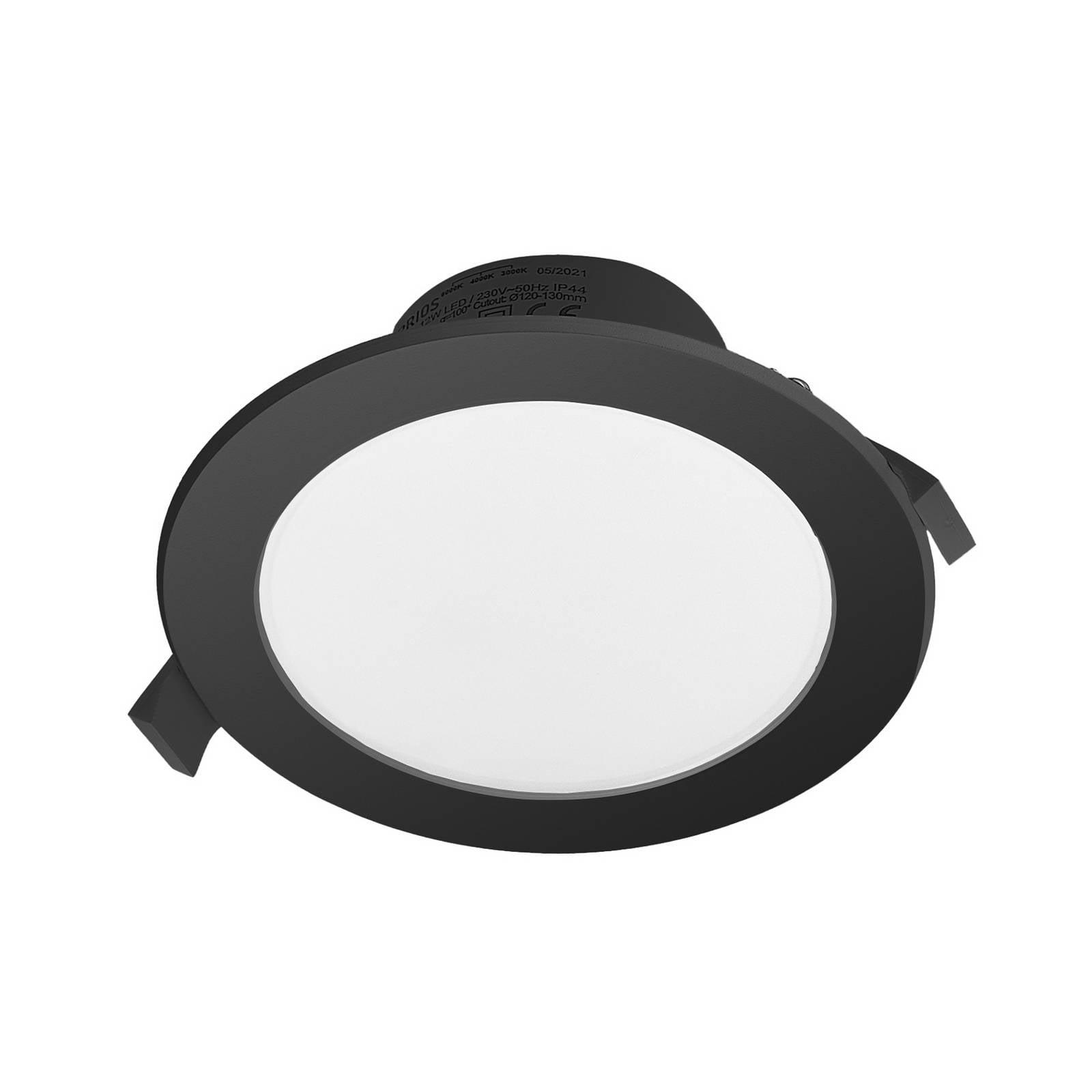 Prios LED-Einbaustrahler Rida, schwarz, 14,5 cm, 12 W, CCT