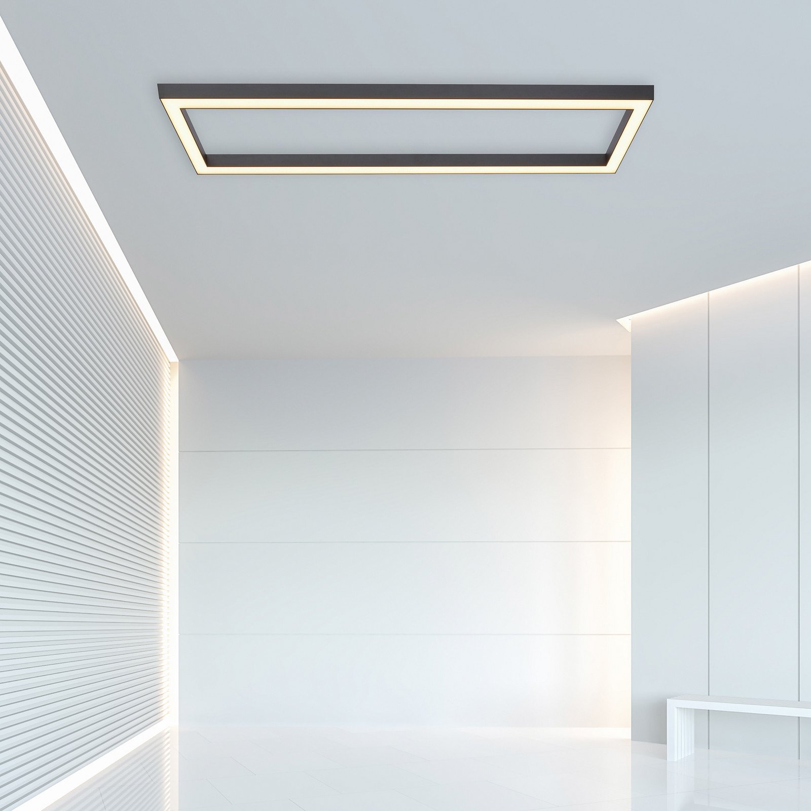 Plafonieră LED PURE Lines 110 x 30 cm antracit telecomandă - Camera de zi / sufragerie - modern - antracit alb - Metal