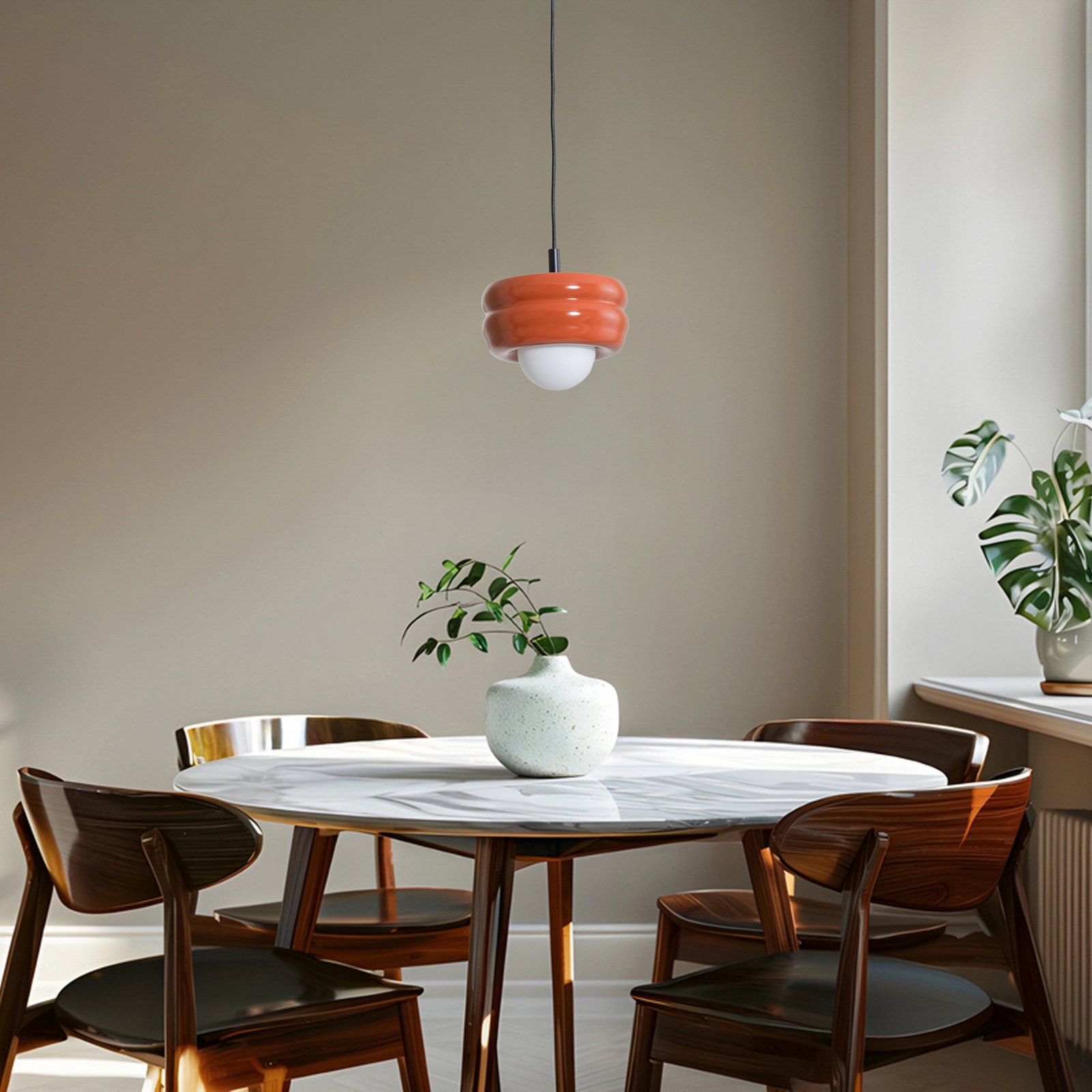 Hängeleuchte Tina, terracotta/opal, Glas, Ø 19 cm