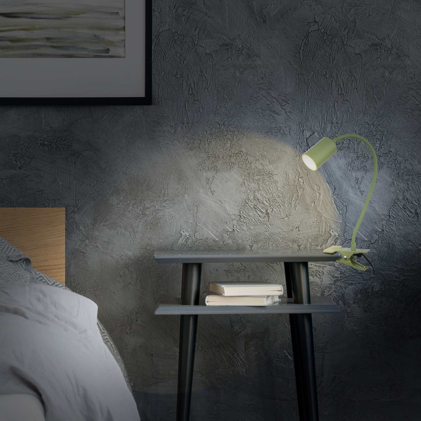 LED skavas lampa Fleks, gaiši zaļa, elastīga, metāla