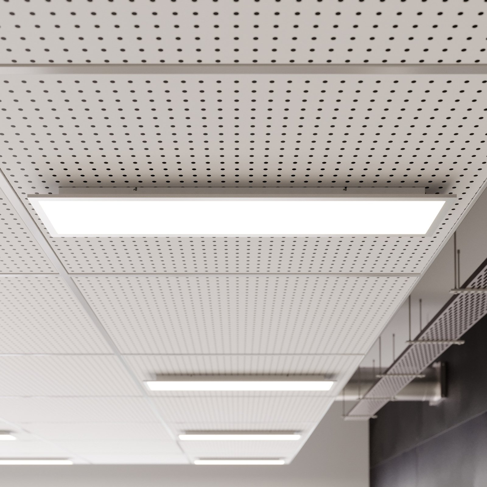 Prios LED-panel Gelora, 120 cm, 4.000 K, sølvfarvet, aluminium