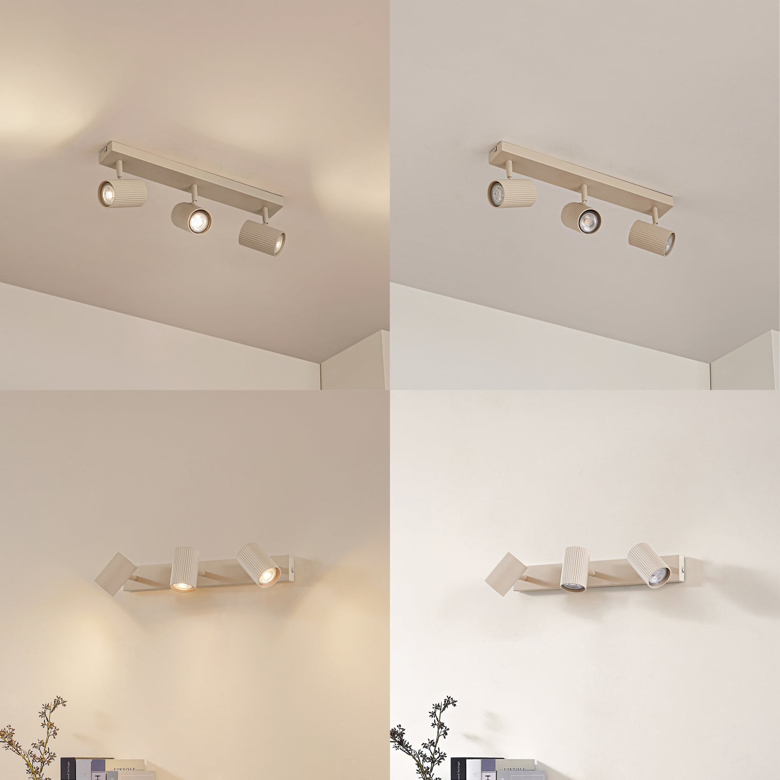 Kardis stropni reflektori, bež, 3 plamena, metal, GU10 - Lindby