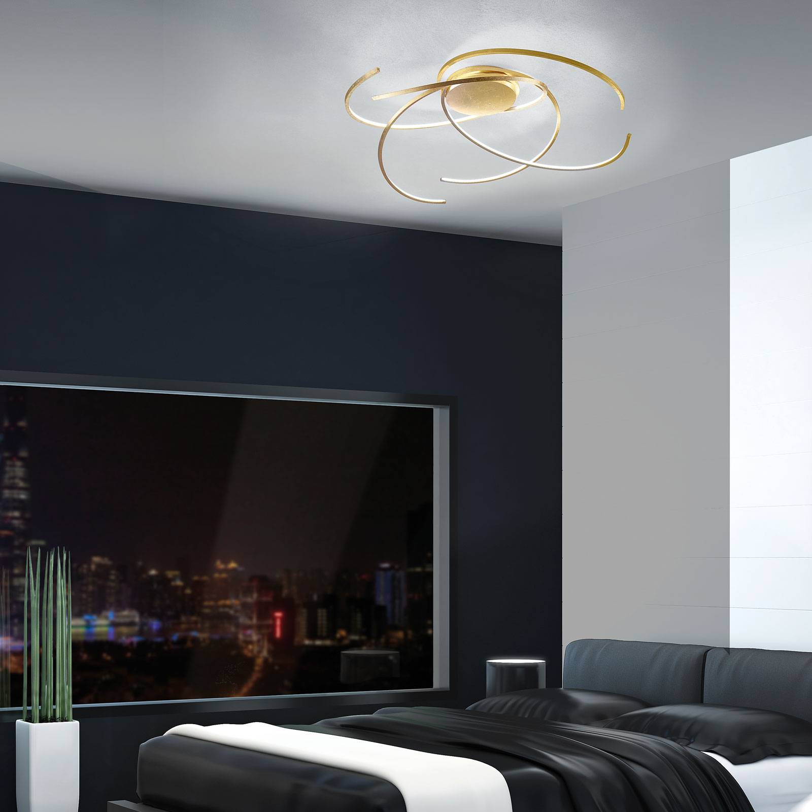 Lampa sufitowa LED Space, złoto płatkowe, 80 cm