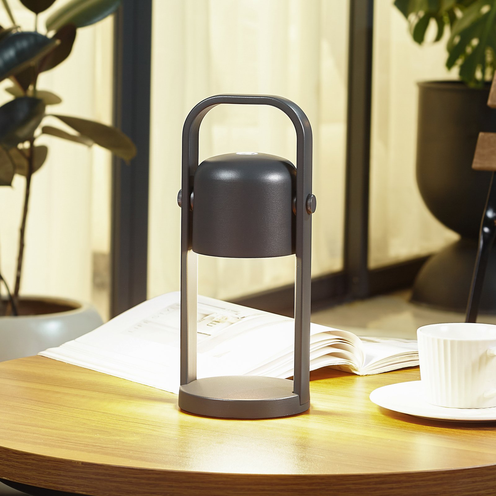 Lindby lampe de table LED rechargeable Kalevi, noir, aluminium, CCT