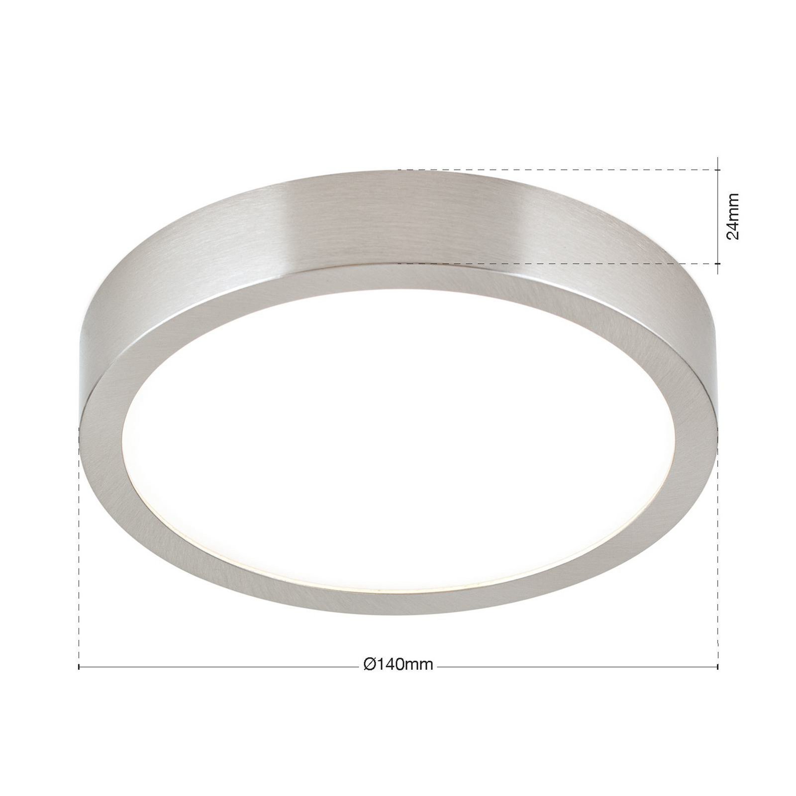 LED ceiling lamp Disc, satin nickel finish, Ø 14 cm, CCT