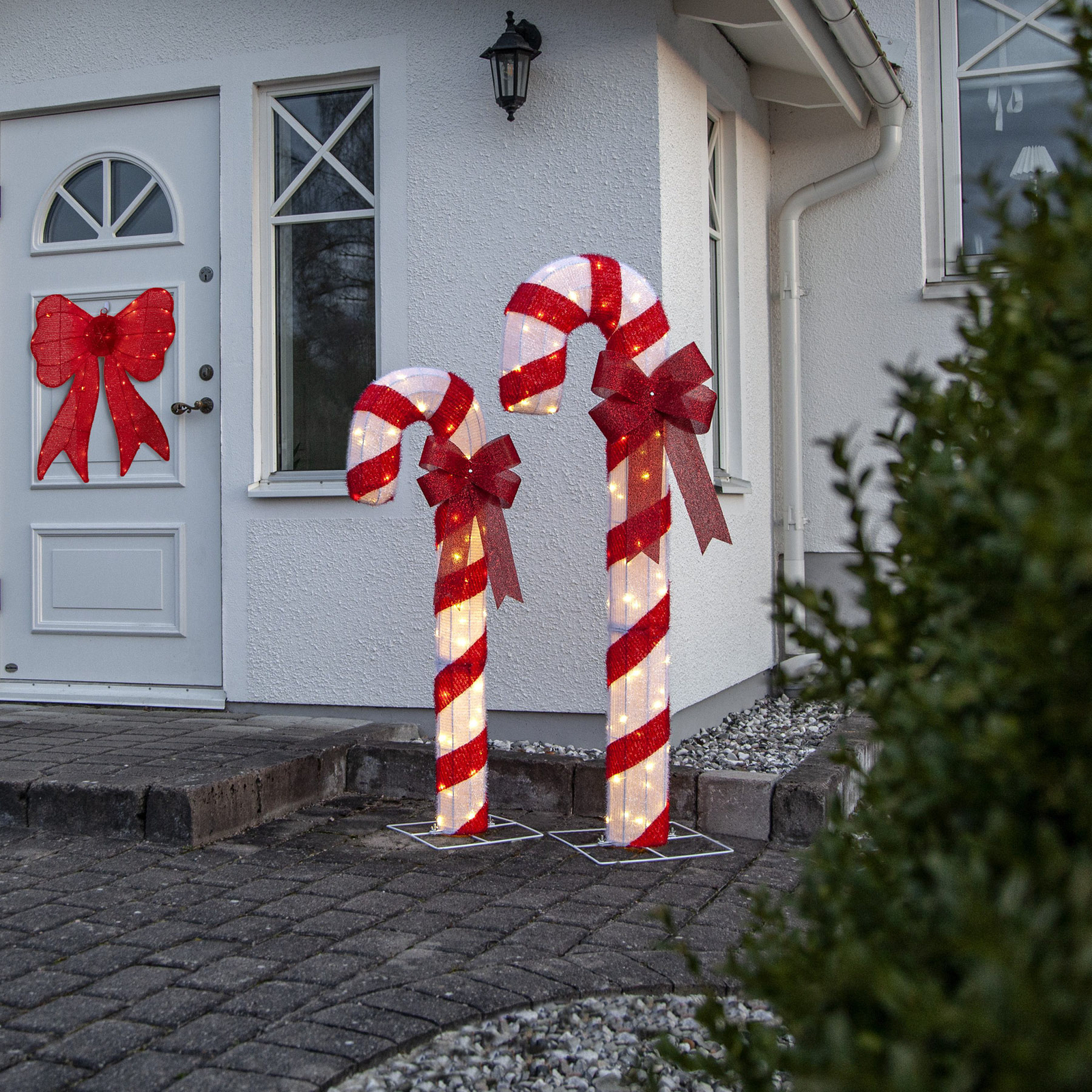 Candycane LED-figur, rød og hvit, høyde 120 cm, plast, IP44