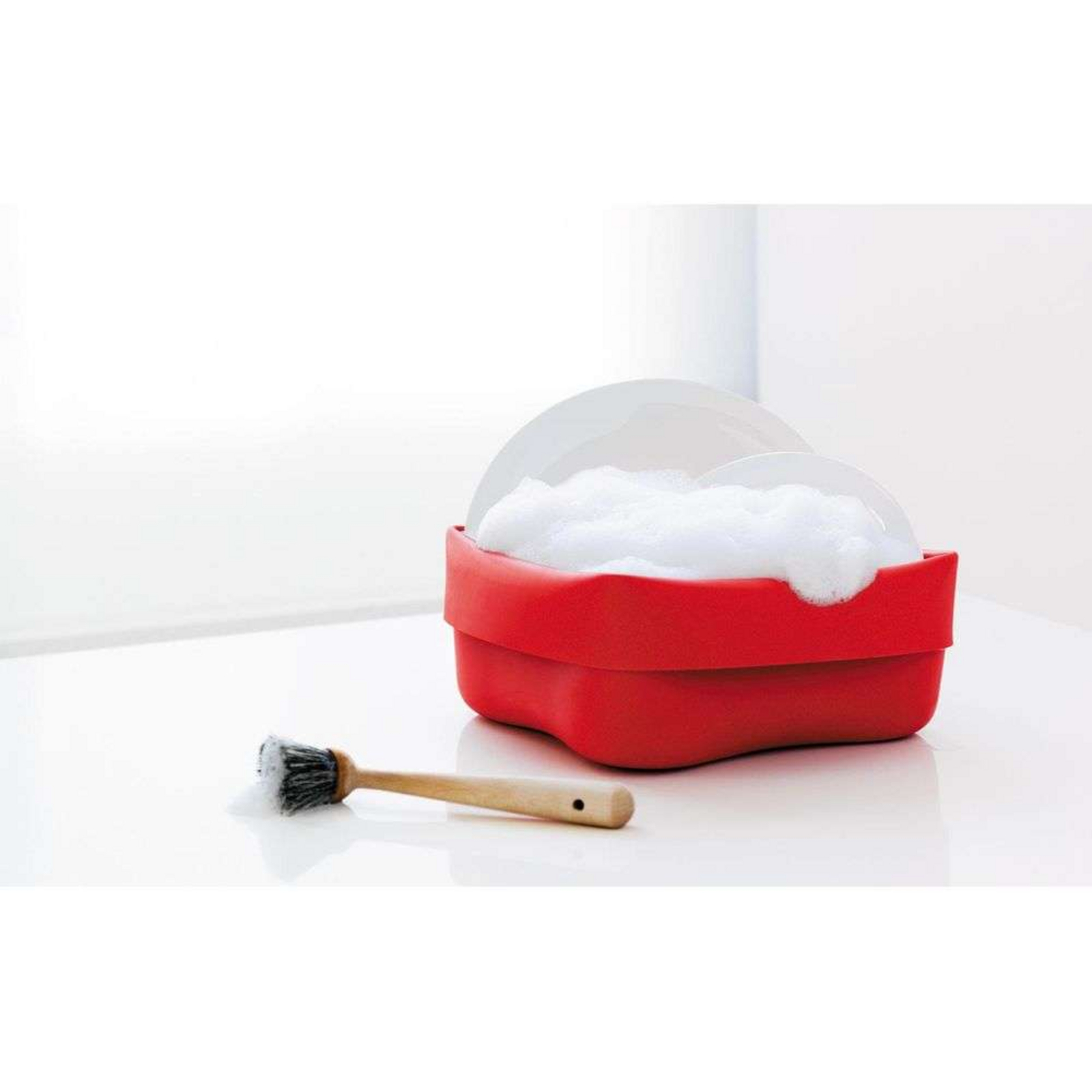 Miska na mytí nádobí w/Kartáč na mytí nádobí Červená/Beech - Normann Copenhagen