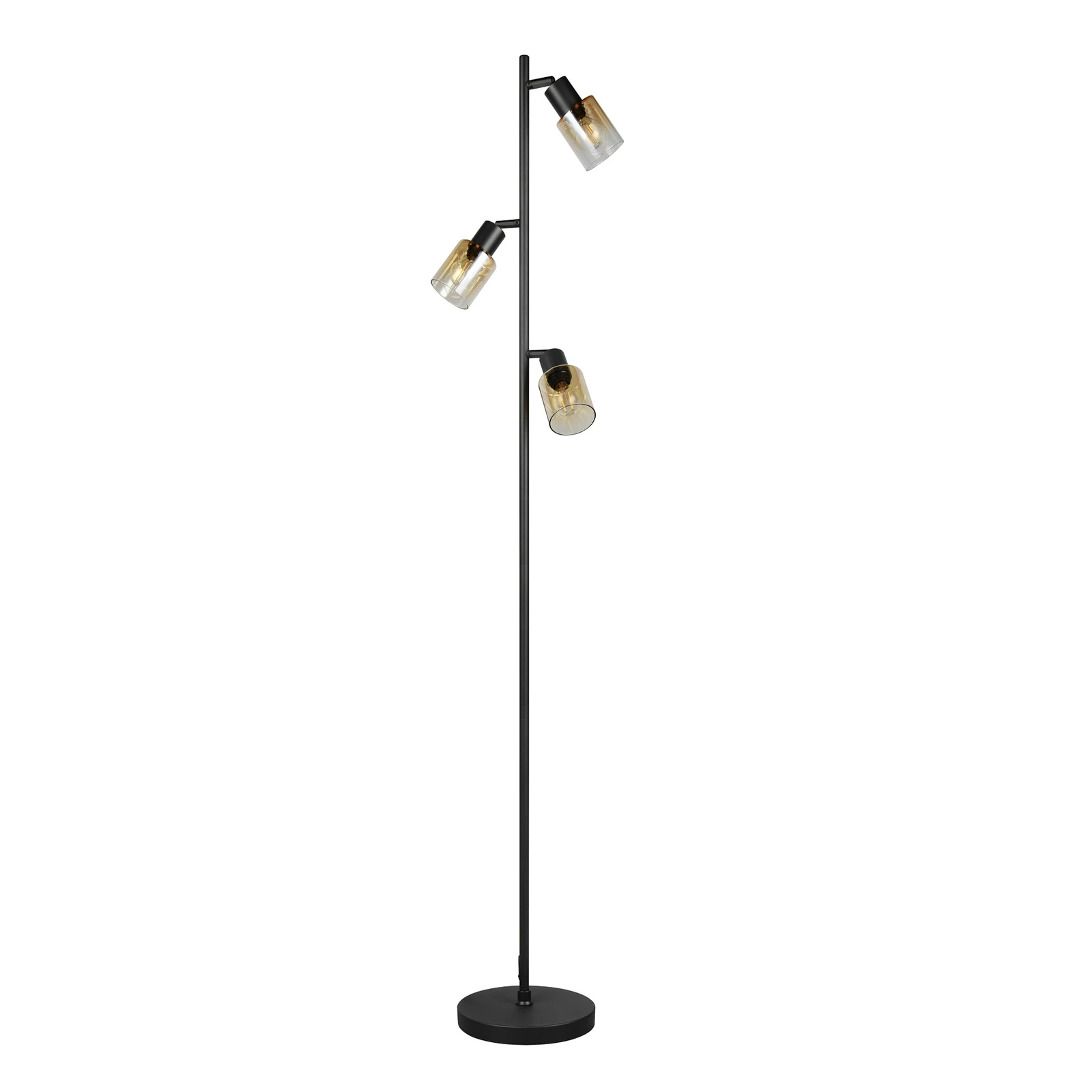 Lampe sur pied Cadiz, noir/ambre, à 3 lampes, hauteur 154 cm