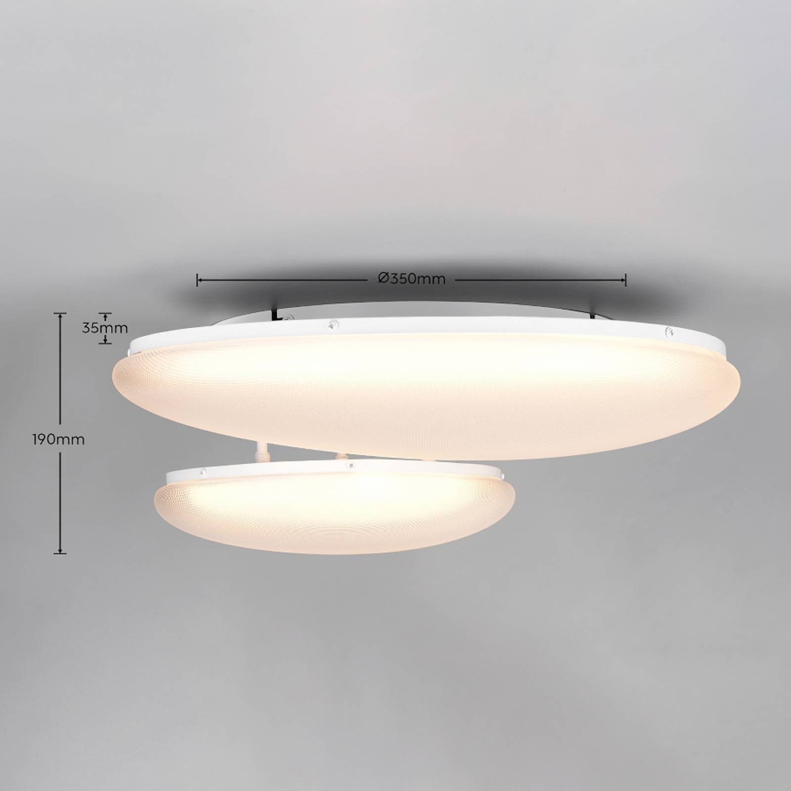 LED-taklampe Ozera, lengde 67 cm, hvit, plast, CCT, 2 lyskilder.