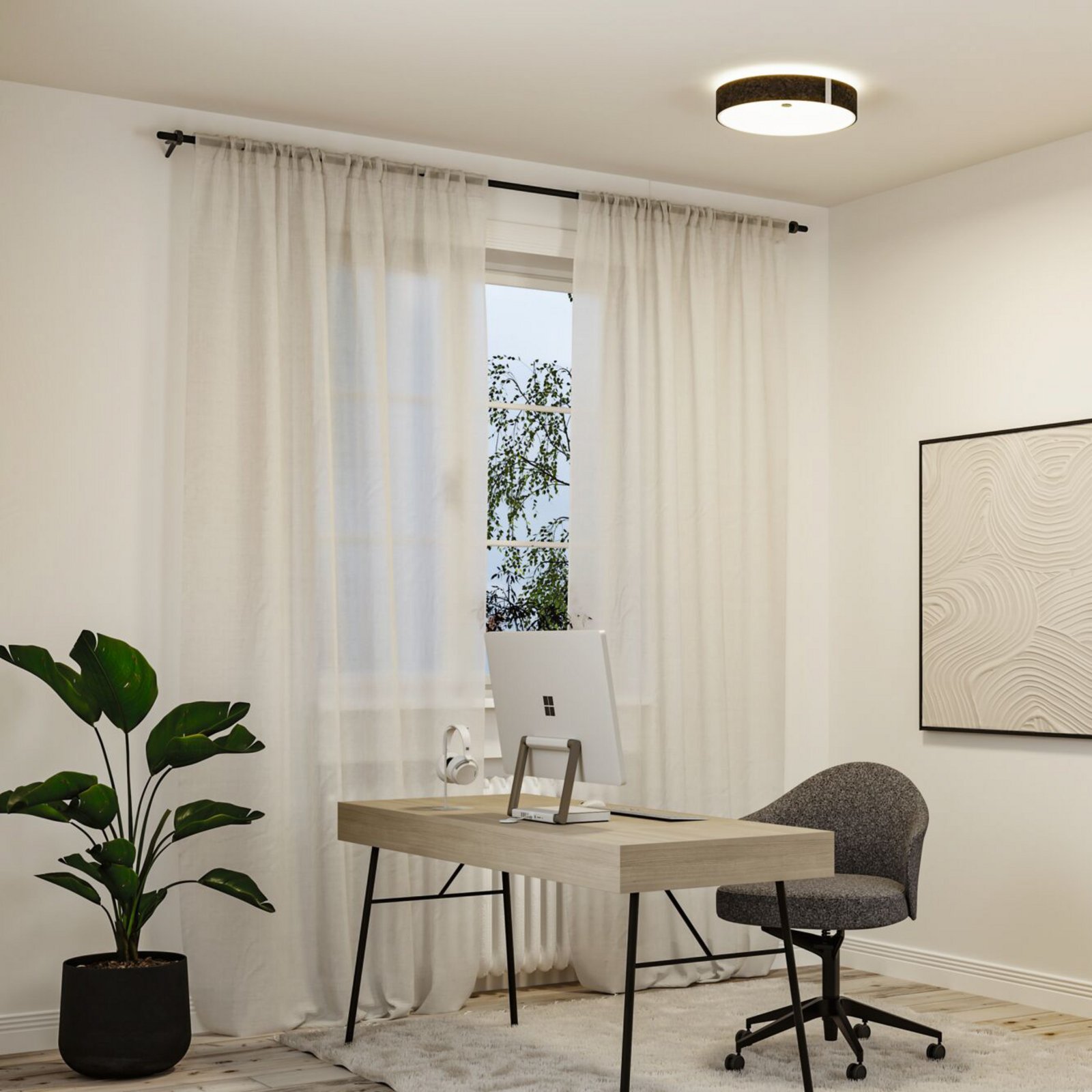 Paulmann Smart LED-Deckenlampe Malika anthrazit Ø 40 cm Filz
