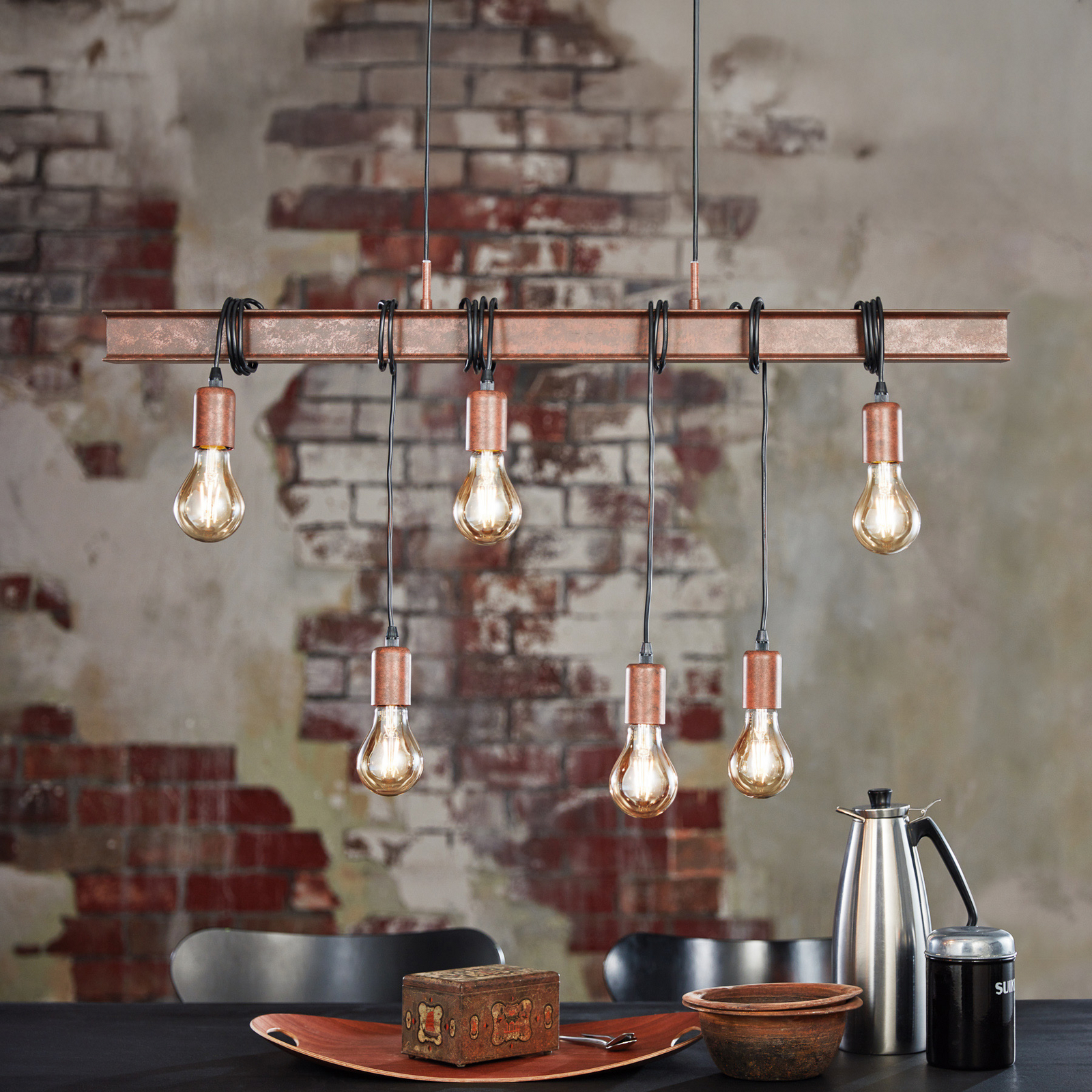 Viseća lampa Townshend 4 u tamno smeđoj boji