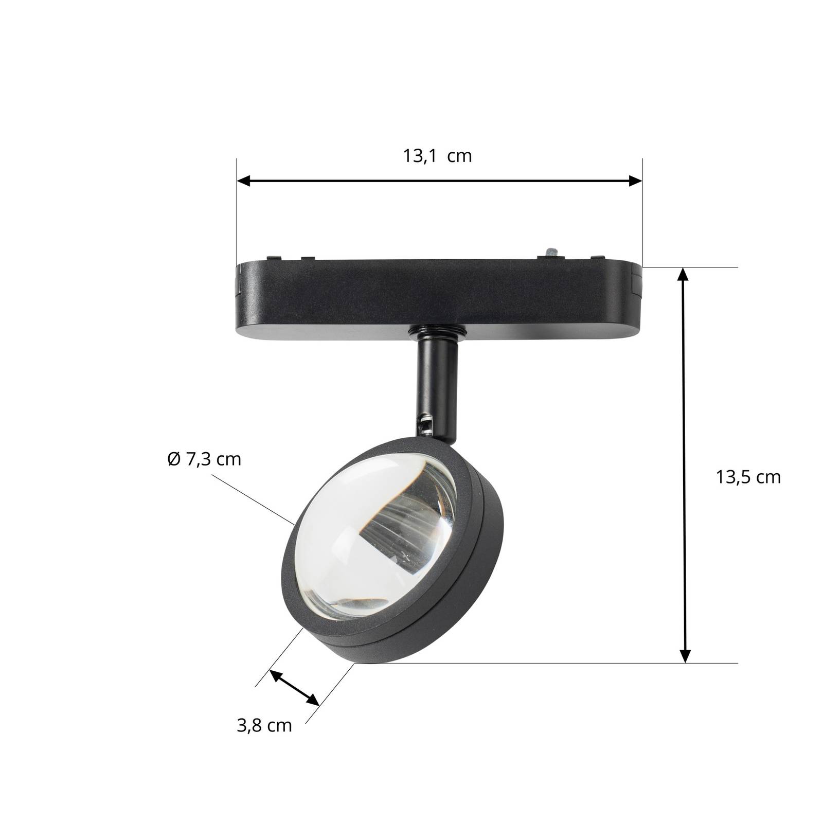 Spot LED Lindby 48 V Lumaro, czarny, Ø 7,3 cm, aluminium, ściemniany