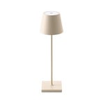 Nuindie LED genopladelig bordlampe, USB-C, beige, IP54, dæmpbar