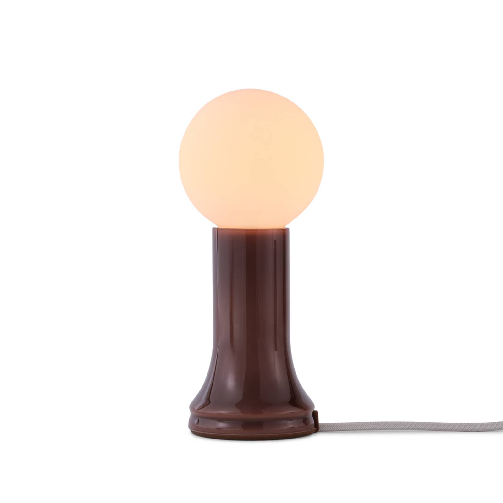 Tala lampa stołowa Shore, szkło, E27 żarówka LED Globe, brązowy