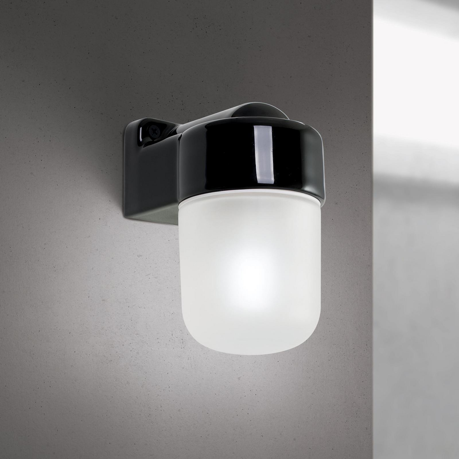 ORION Aplică de perete Ostia negru ceramică sticlă satinată E27 - Hol - negru satinat