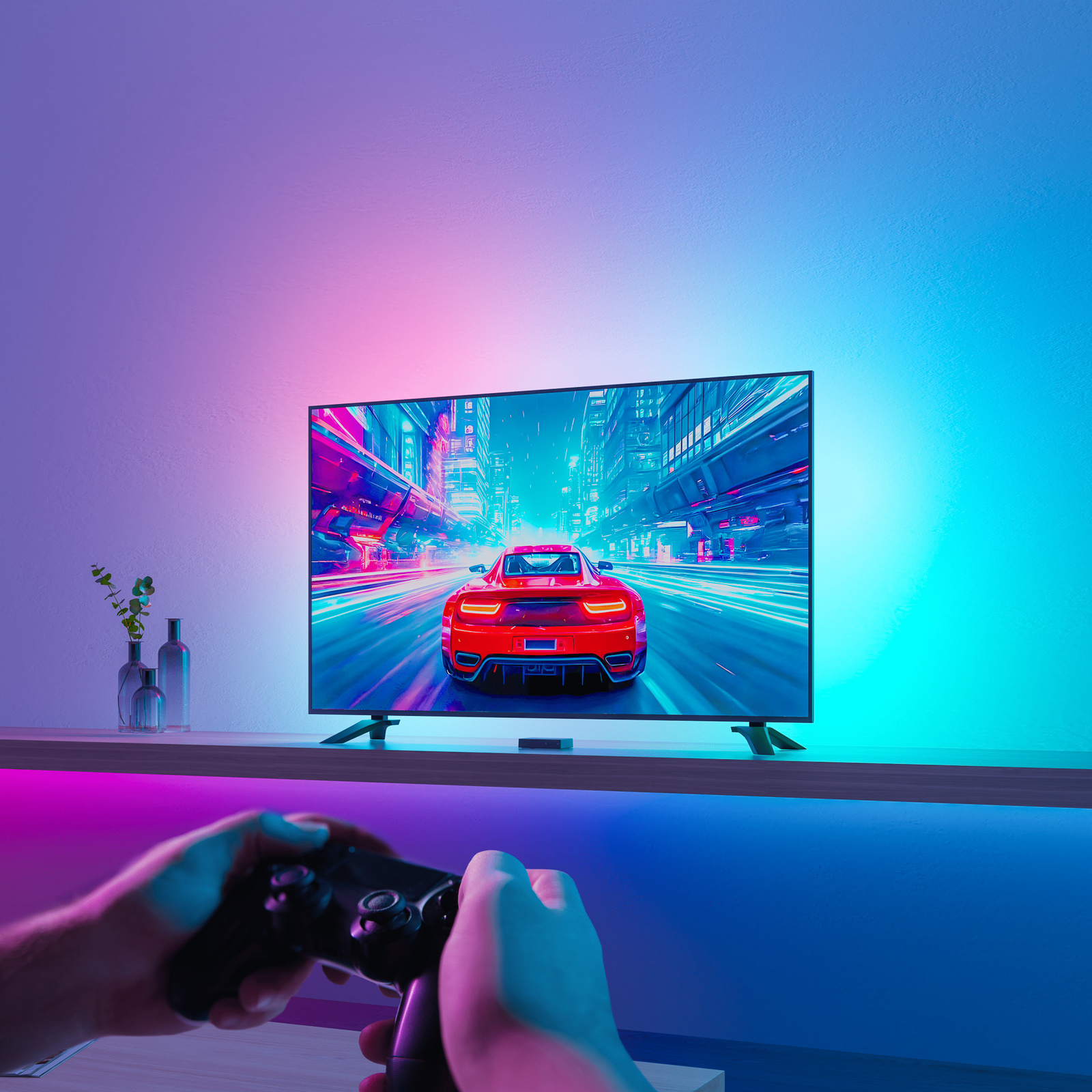 Set Calex Smart HDMI Sync Box cu bandă LED, 250 cm, RGBW