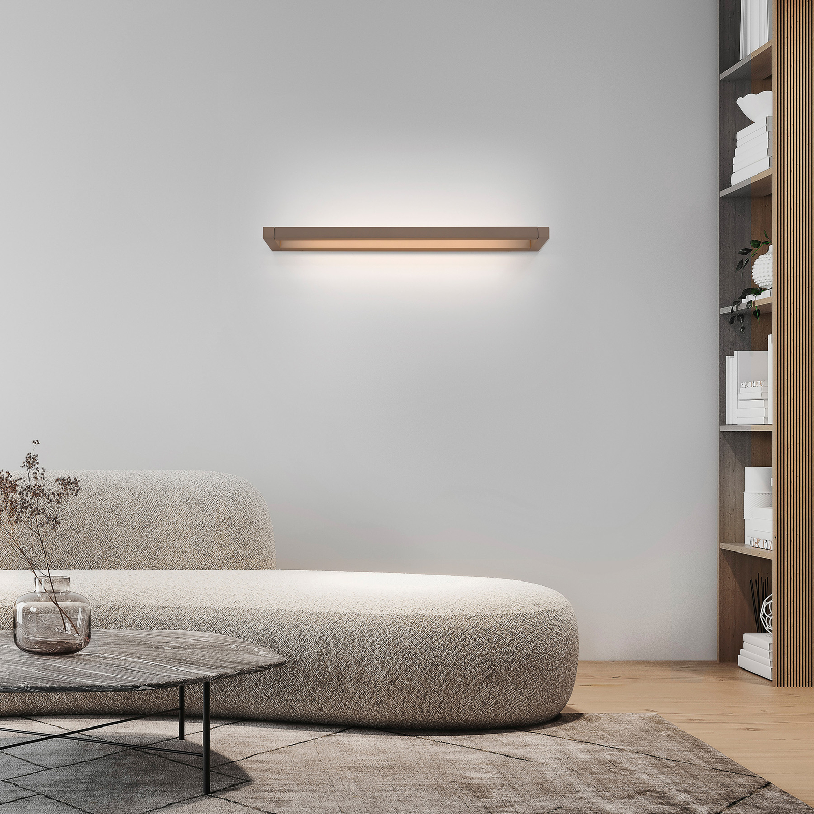 Puro LED-Wandlampe, bronze, Breite 50 cm, Alu, Dimmer - PURE Puro LED-Wandlampe, bronze, Breite 50 cm, Alu, Dimmer - PURE