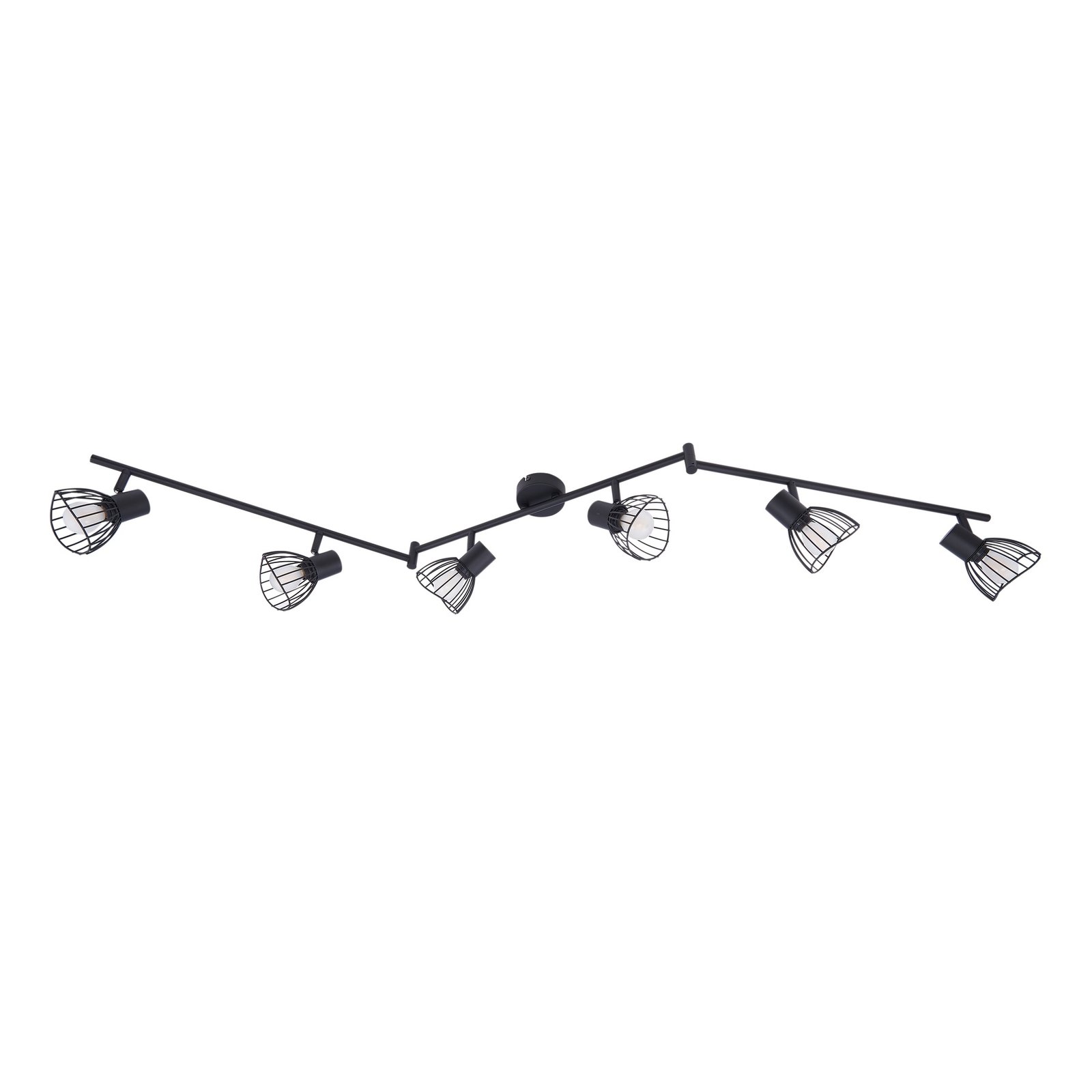 Lindby plafonnier Piena, noir, 6 lampes, métal, 150cm