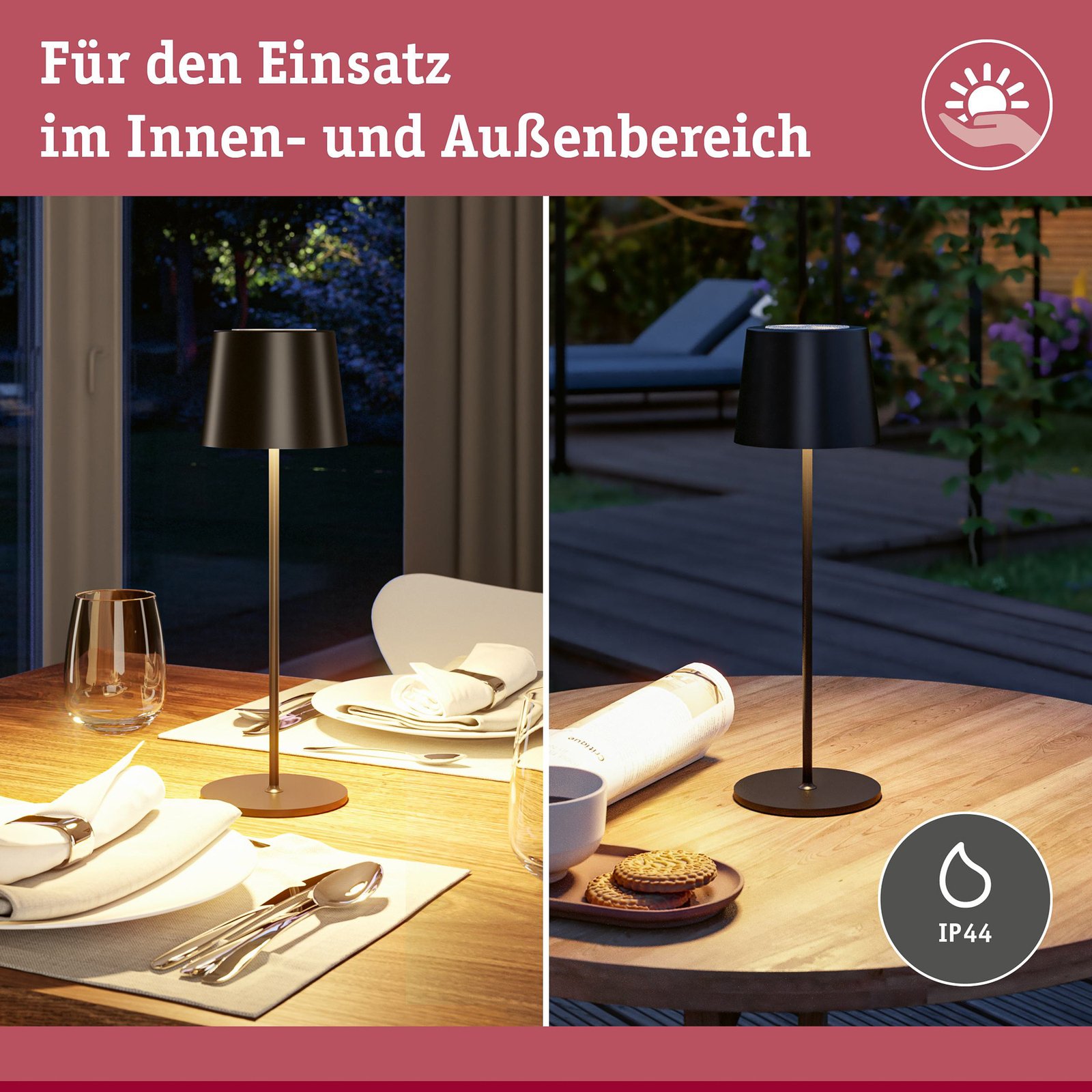 Gilo Portable Lampe de Table IP44 Matt Noir - Paulmann